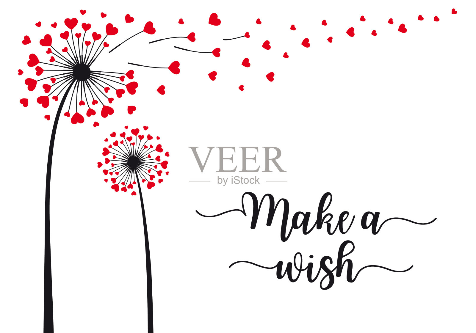 蒲公英带着飞扬的心，许个愿，矢量插画图片素材