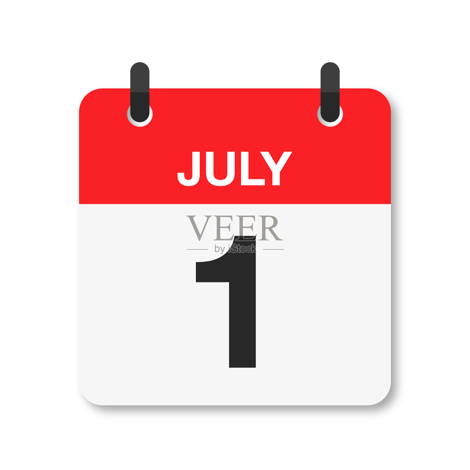 7月1日-每日日历图标-白色背景插画图片素材