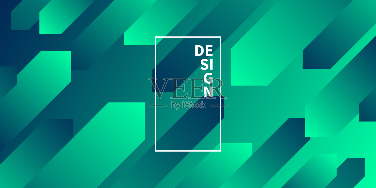 抽象设计与几何形状-时尚的绿色梯度插画图片素材