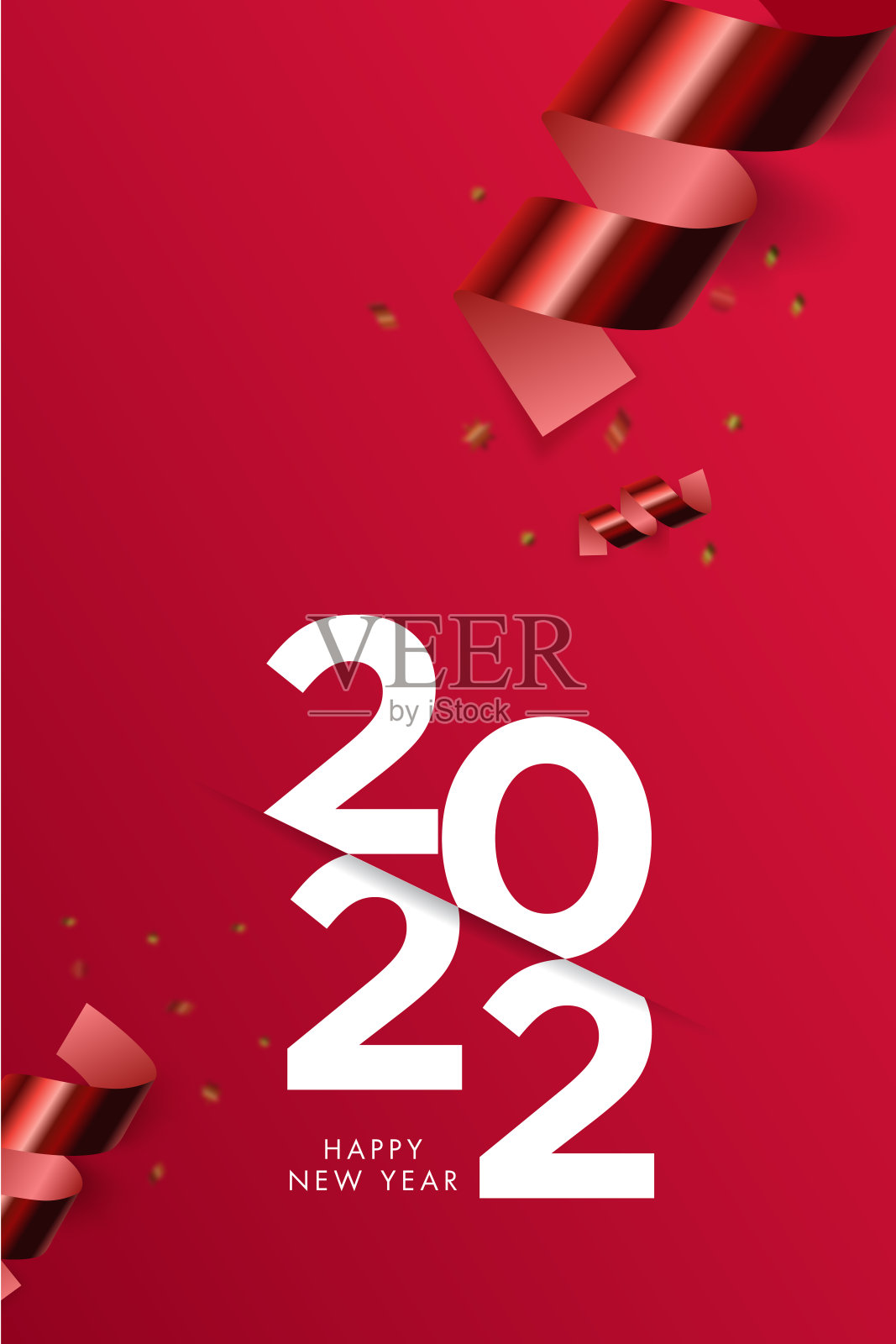 2022年的新年信件。节日贺卡。抽象的矢量图。节日设计适用于贺卡、请柬、日历等实物插图插画图片素材