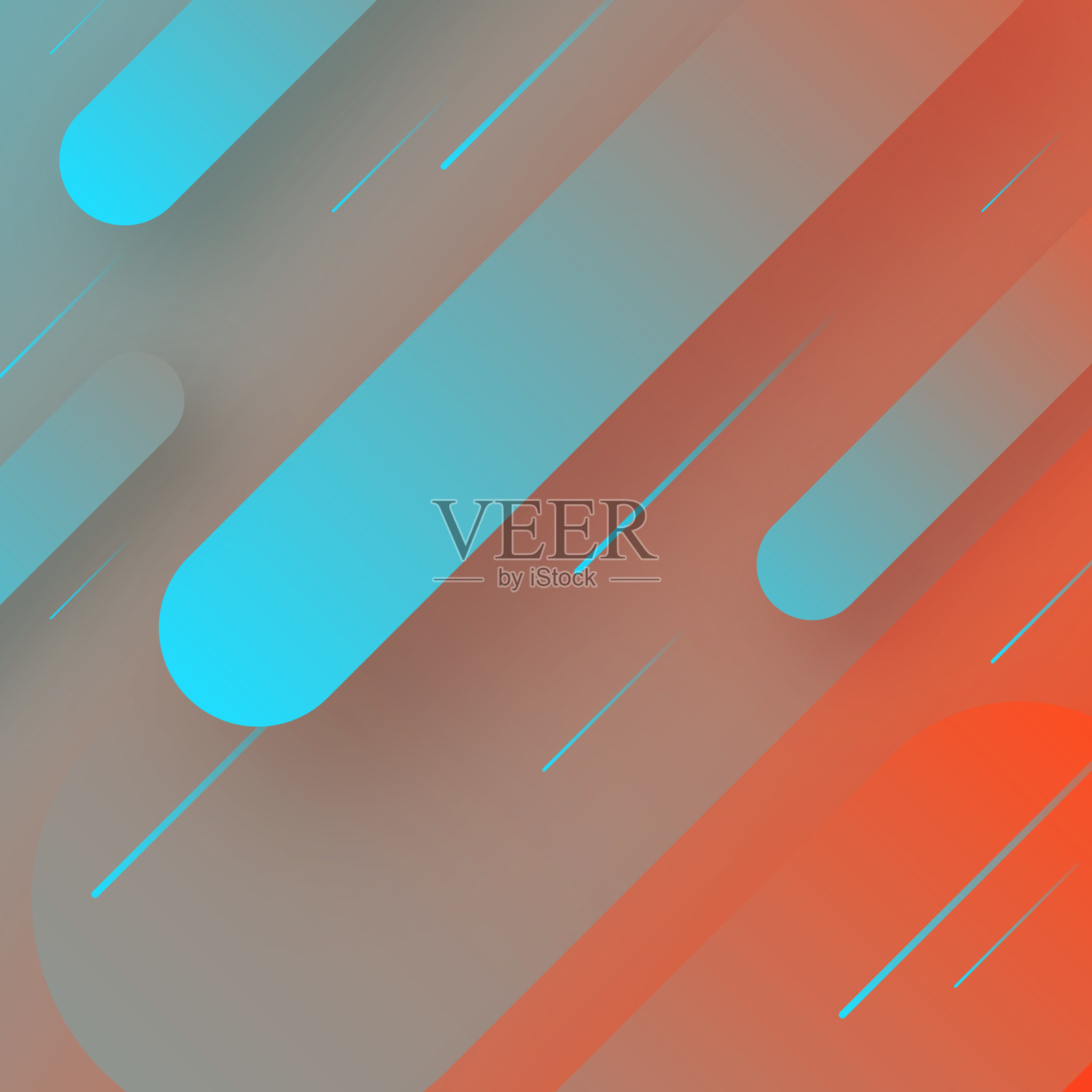 抽象设计与几何形状-时髦的橙色梯度插画图片素材