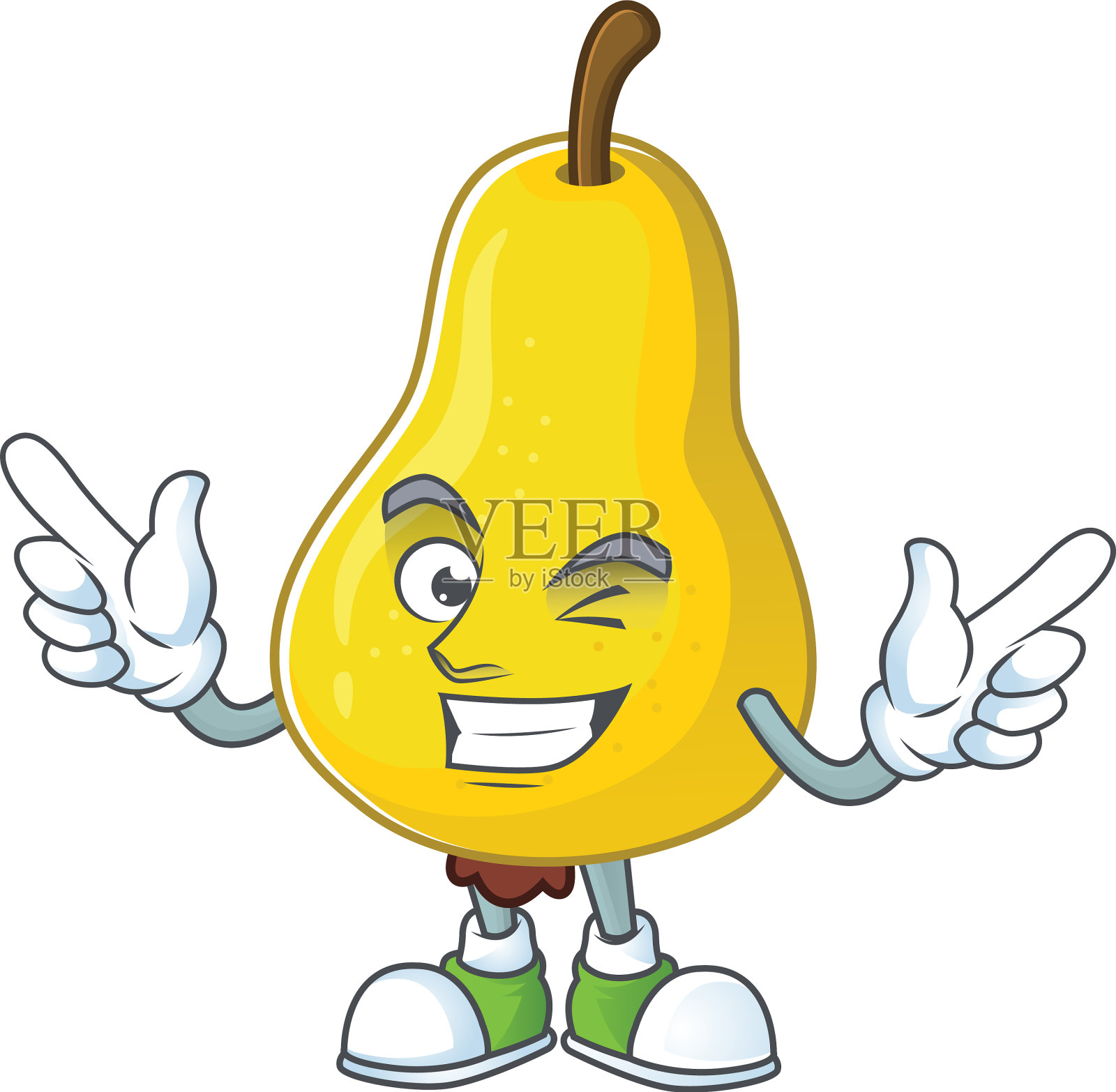 眨眼水果梨卡通形象与吉祥物可爱插画图片素材