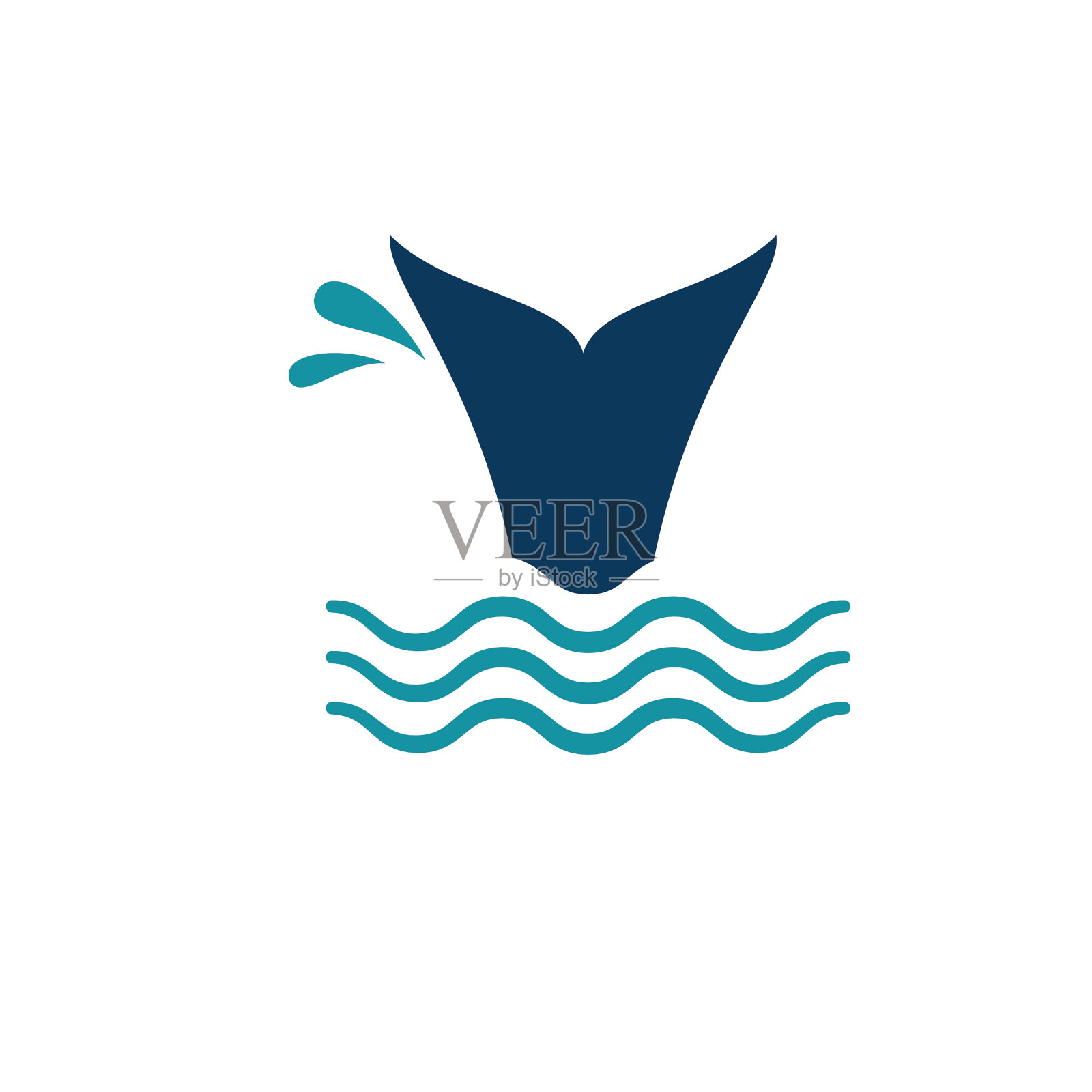 航海图标-鲸鱼尾巴设计元素图片