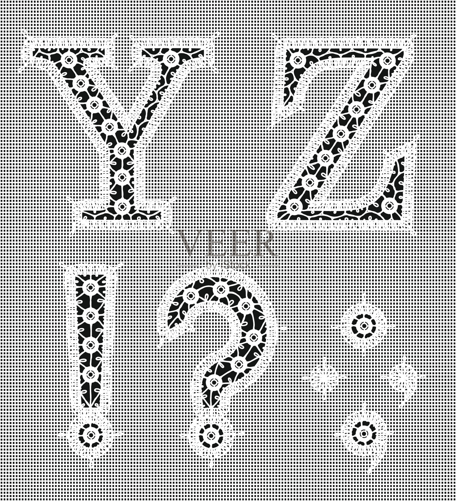 白色花边。字母Y, Z。插画图片素材