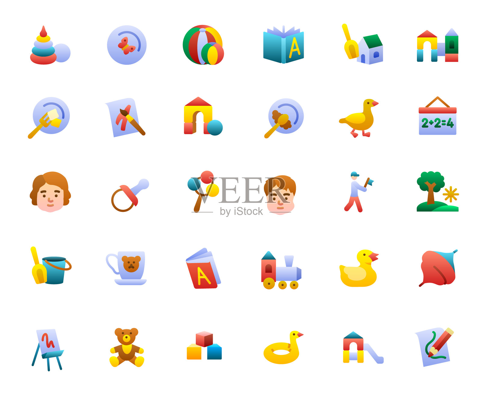 幼儿园渐变图标套装插画图片素材