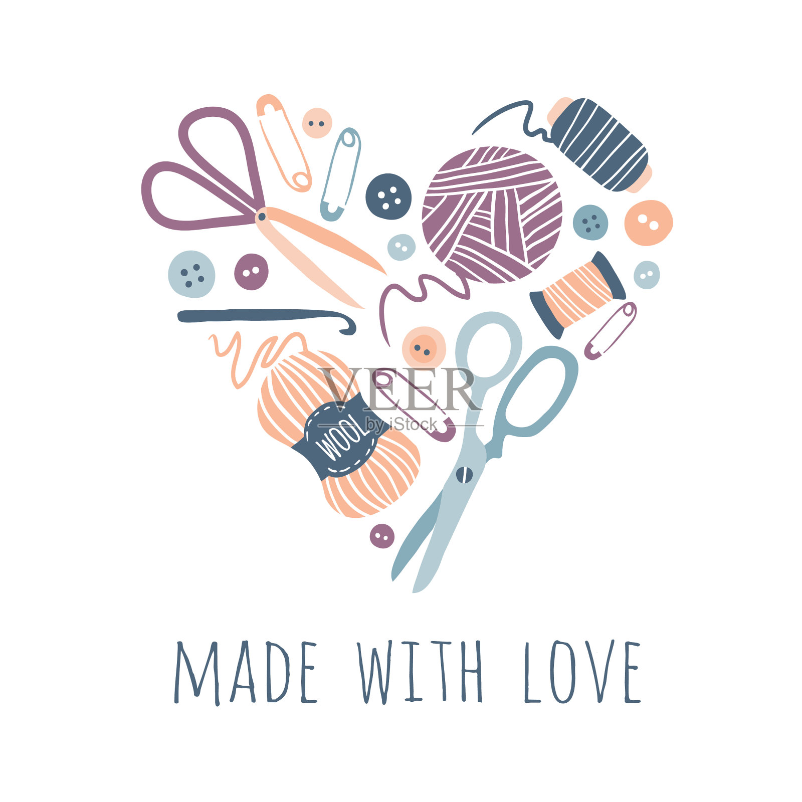 用爱心爱好工具做成心形插画图片素材