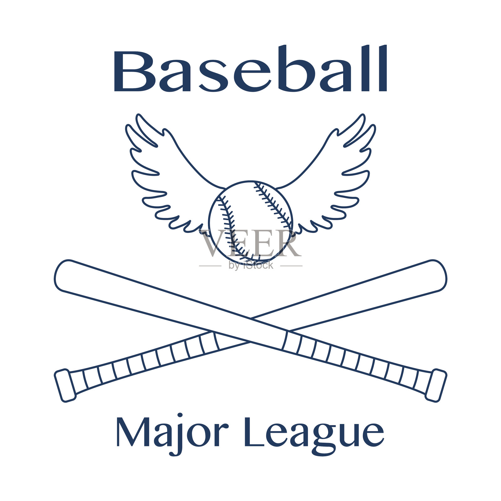 棒球拍有翅膀的球插画图片素材