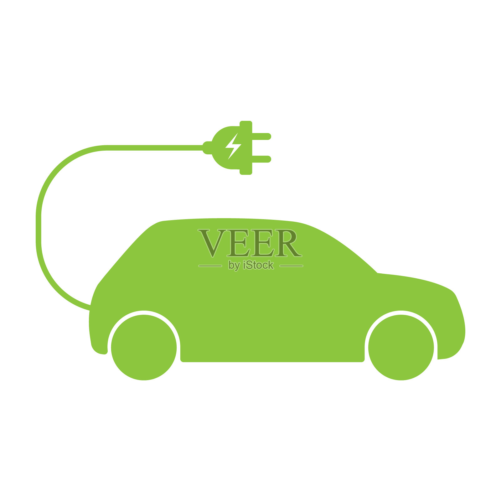 电动汽车图标。电动汽车。电动汽车。充电站。插画图片素材