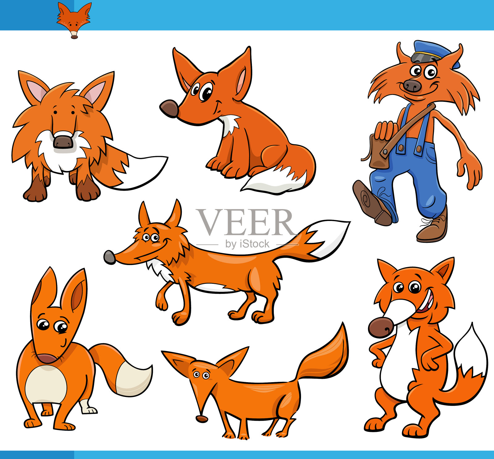 卡通搞笑狐狸动物漫画人物集插画图片素材