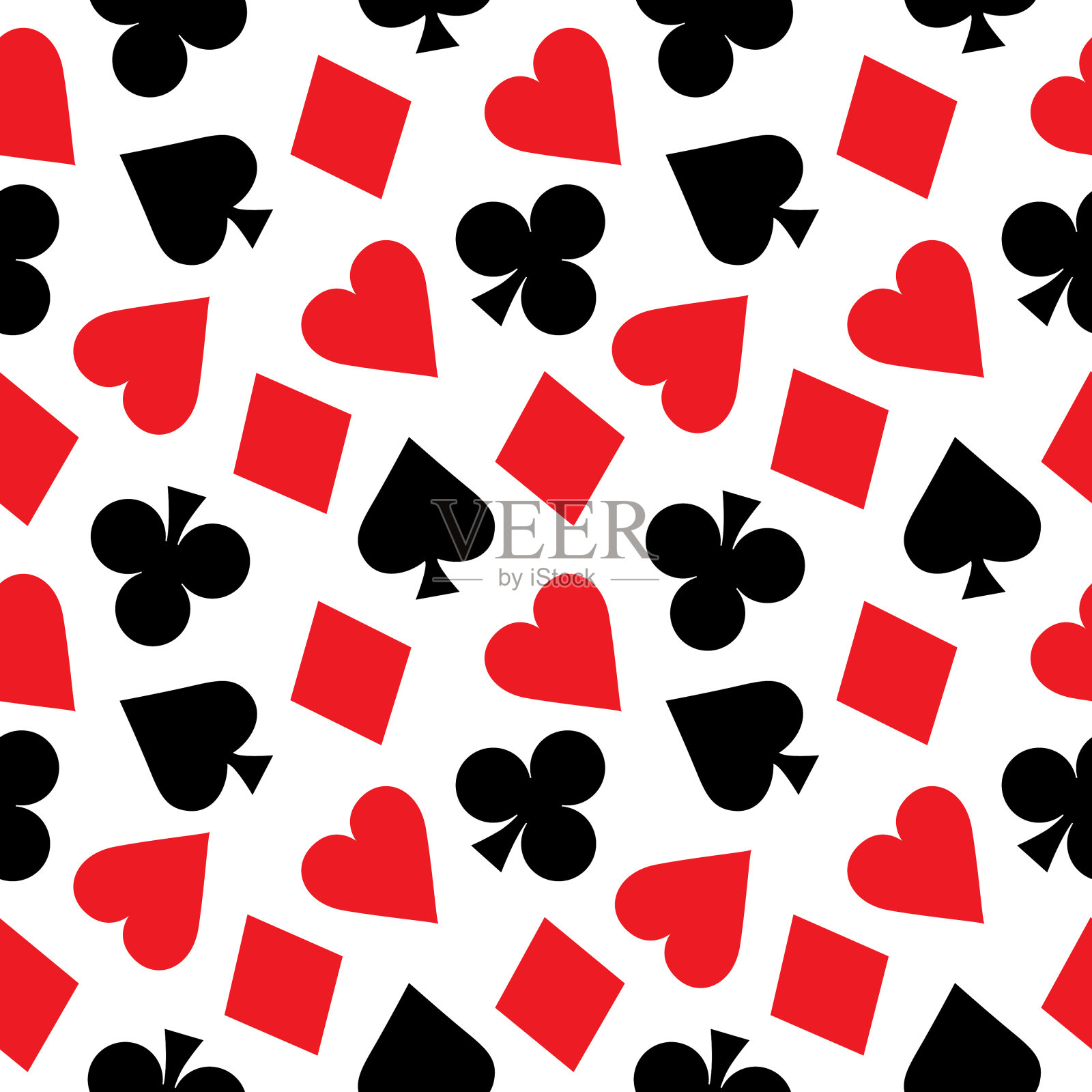 黑桃、红心、梅花、钻石无缝图案插画图片素材