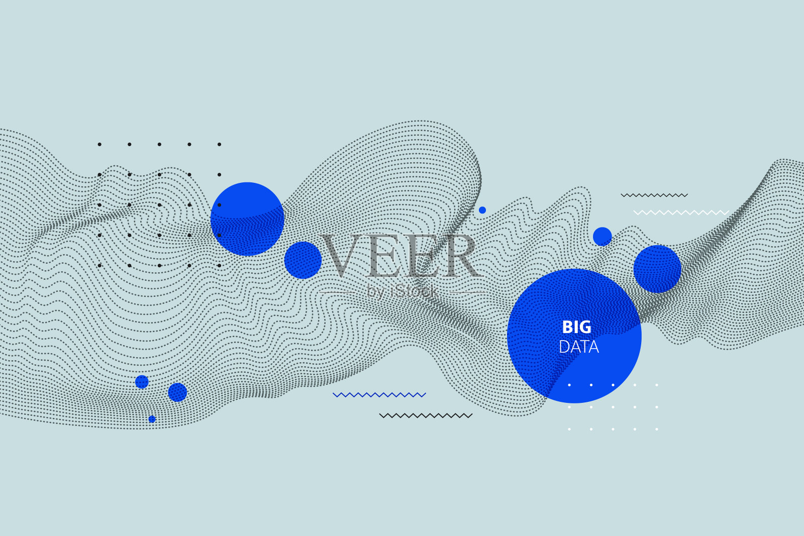 抽象点粒子的蓝色设计元素背景。插画图片素材