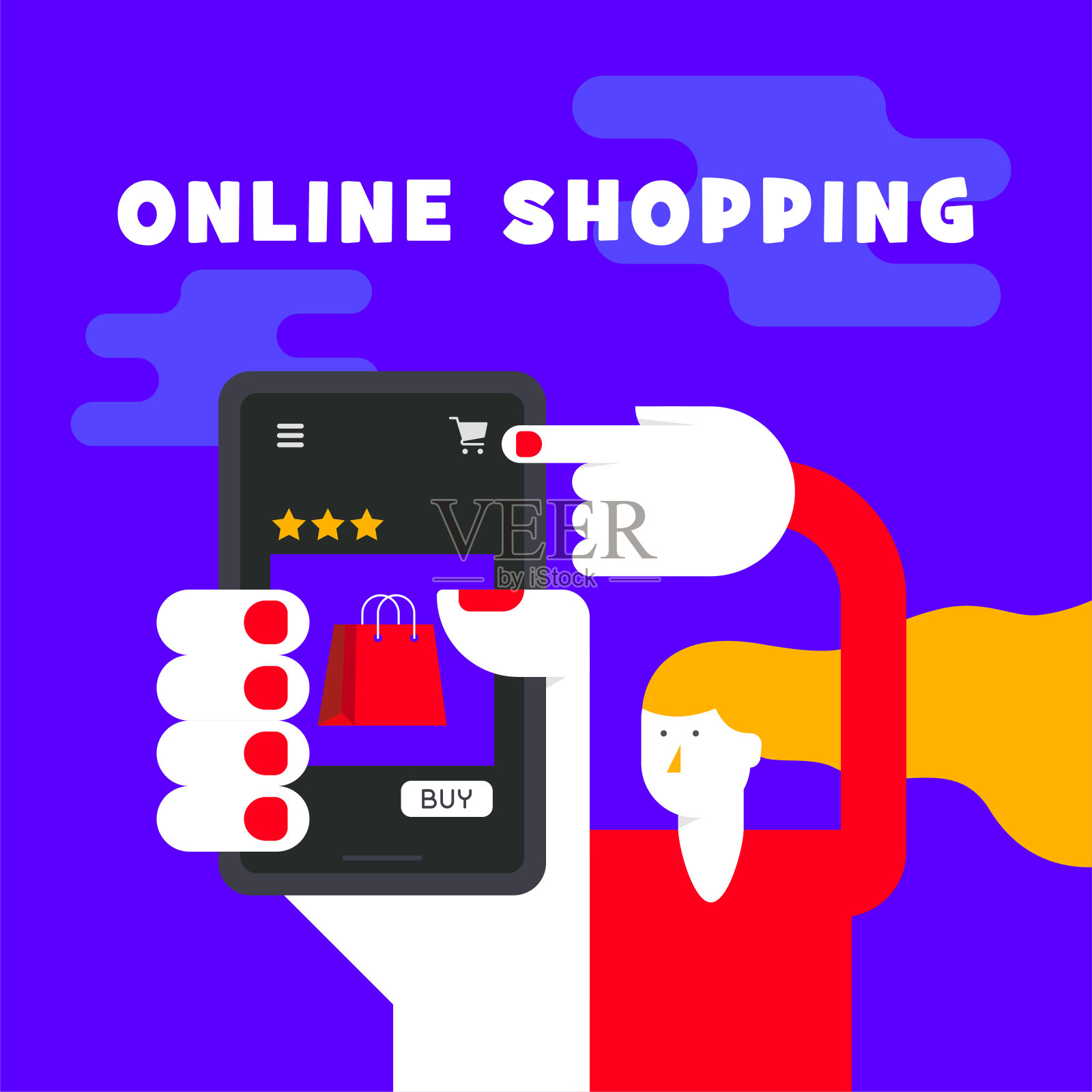 网上购物概念与矢量平面插图插画图片素材