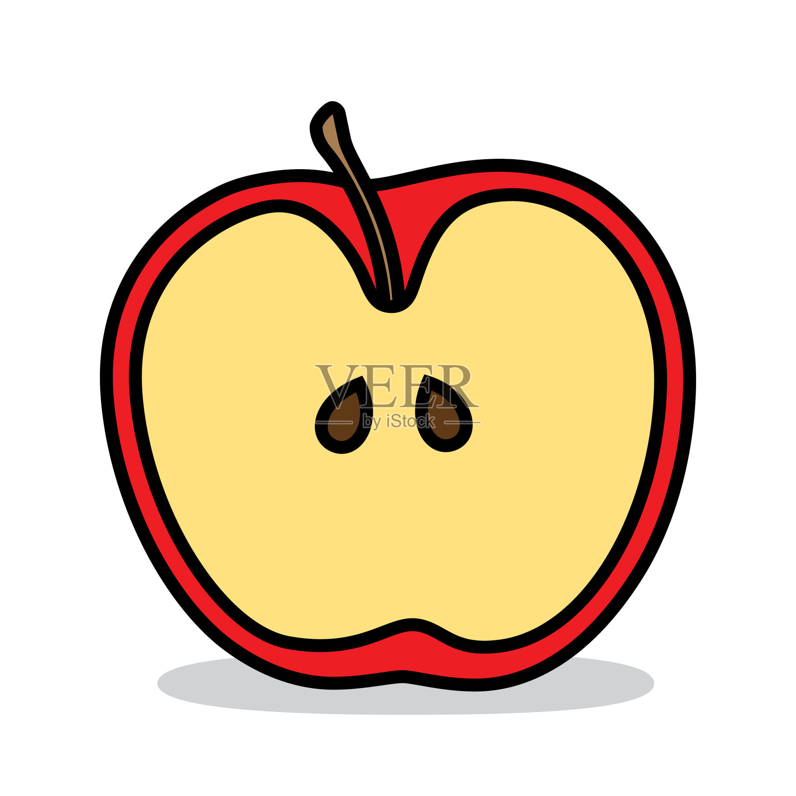 苹果切成两半的涂鸦插画图片素材