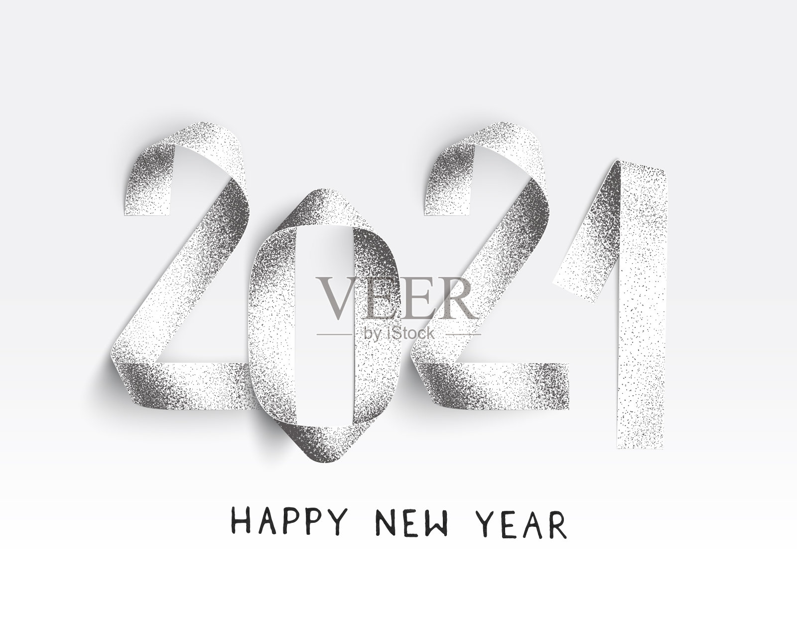 新年2021卡点画3D插图与现实的阴影插画图片素材