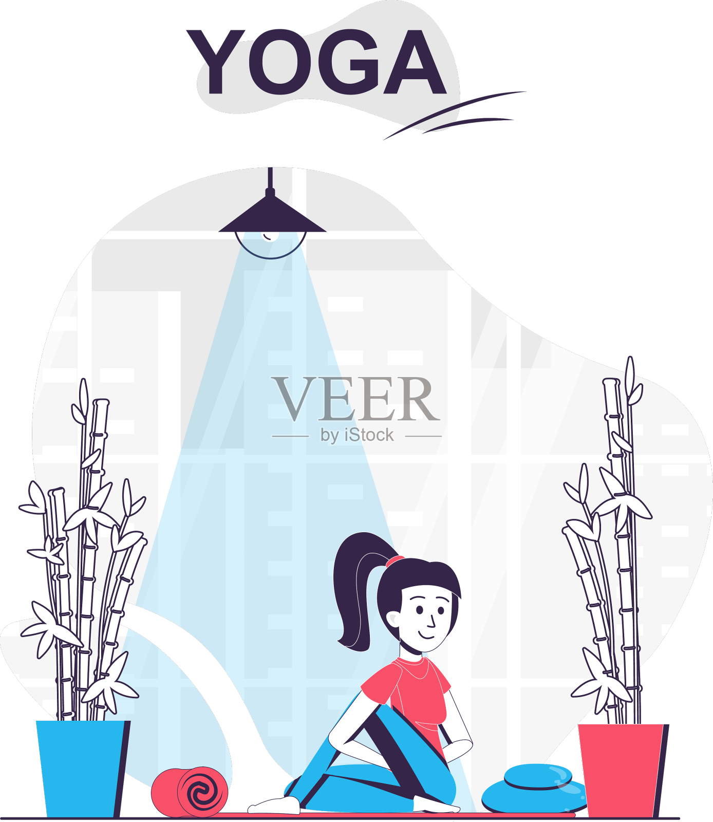 瑜伽训练孤立卡通概念设计元素图片