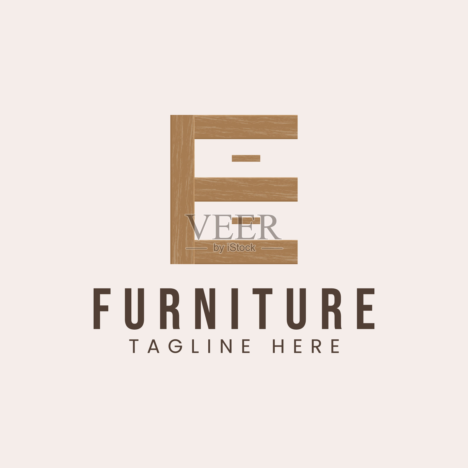 字母e与木质家具概念logo插画图片素材