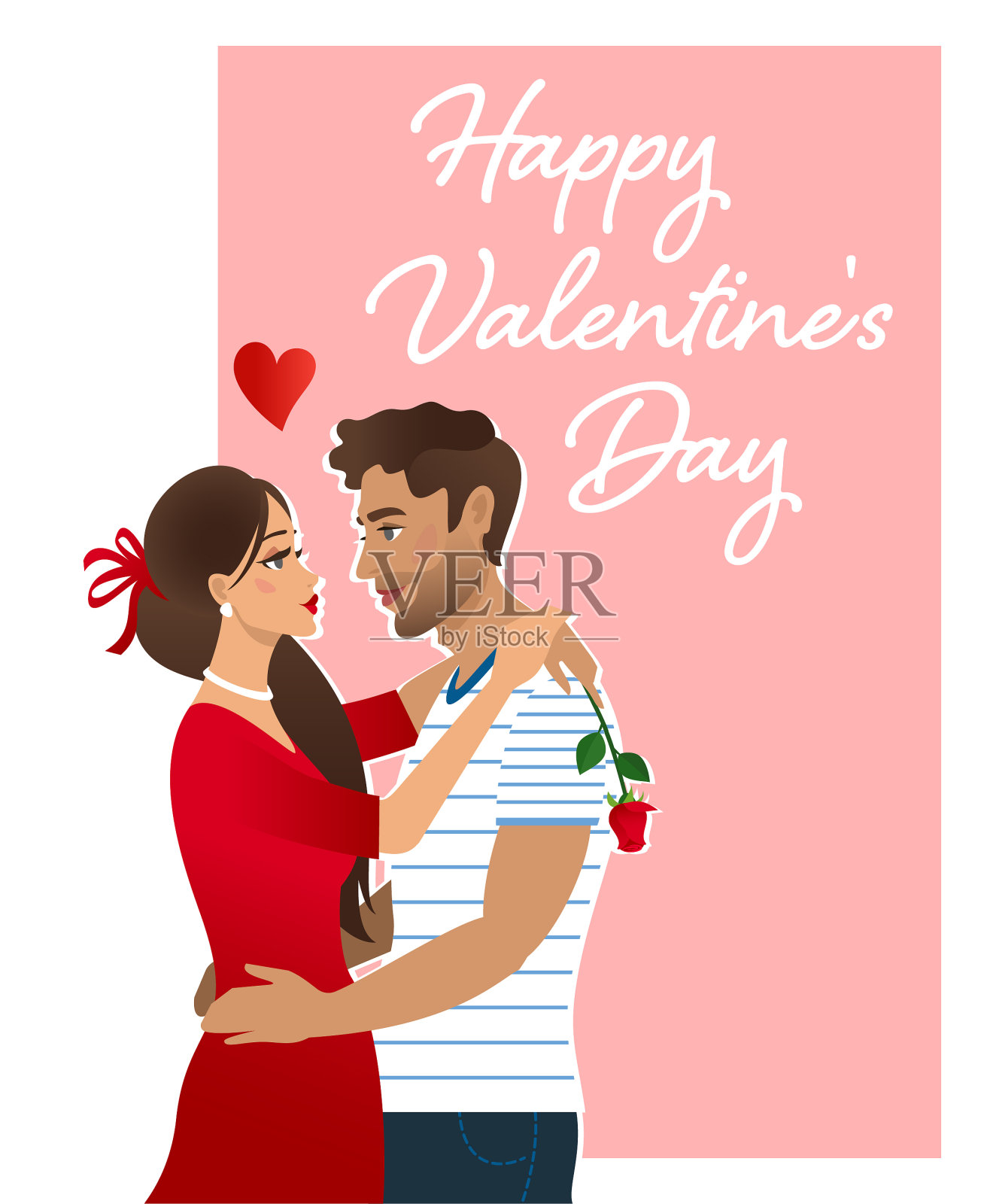 年轻夫妇拥抱插画图片素材