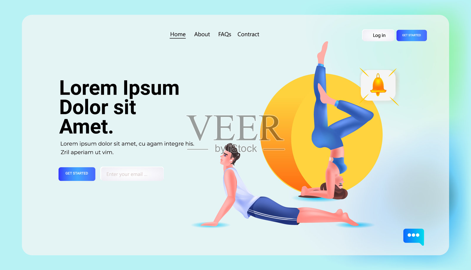 年轻夫妇做瑜伽锻炼放松插画图片素材