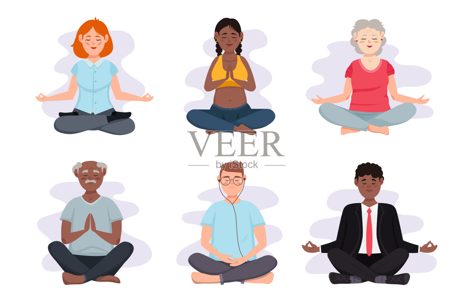 冥想人莲花姿势插画图片素材