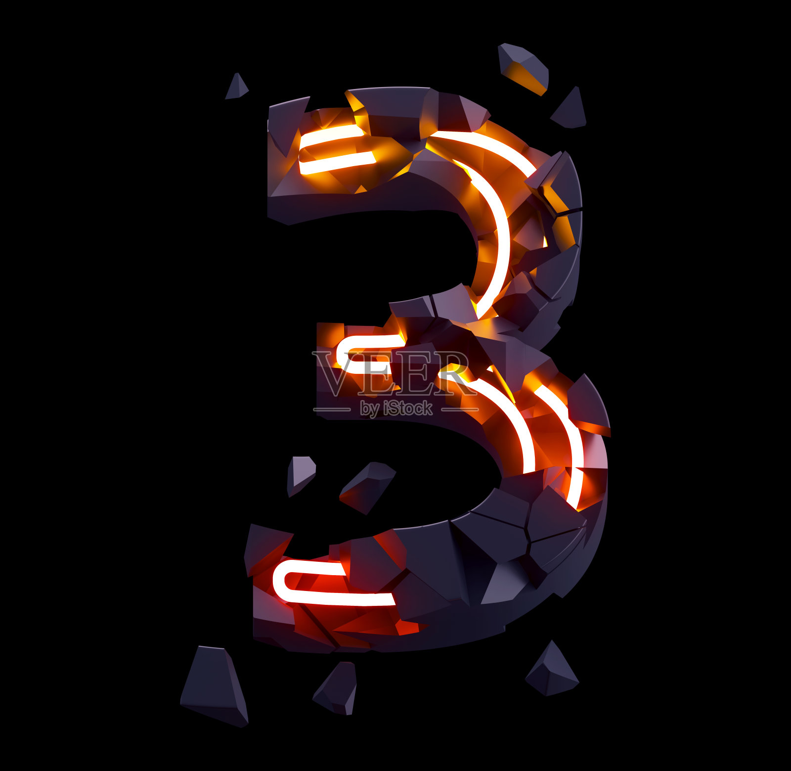 破坏灯霓虹灯字体。3号插画图片素材