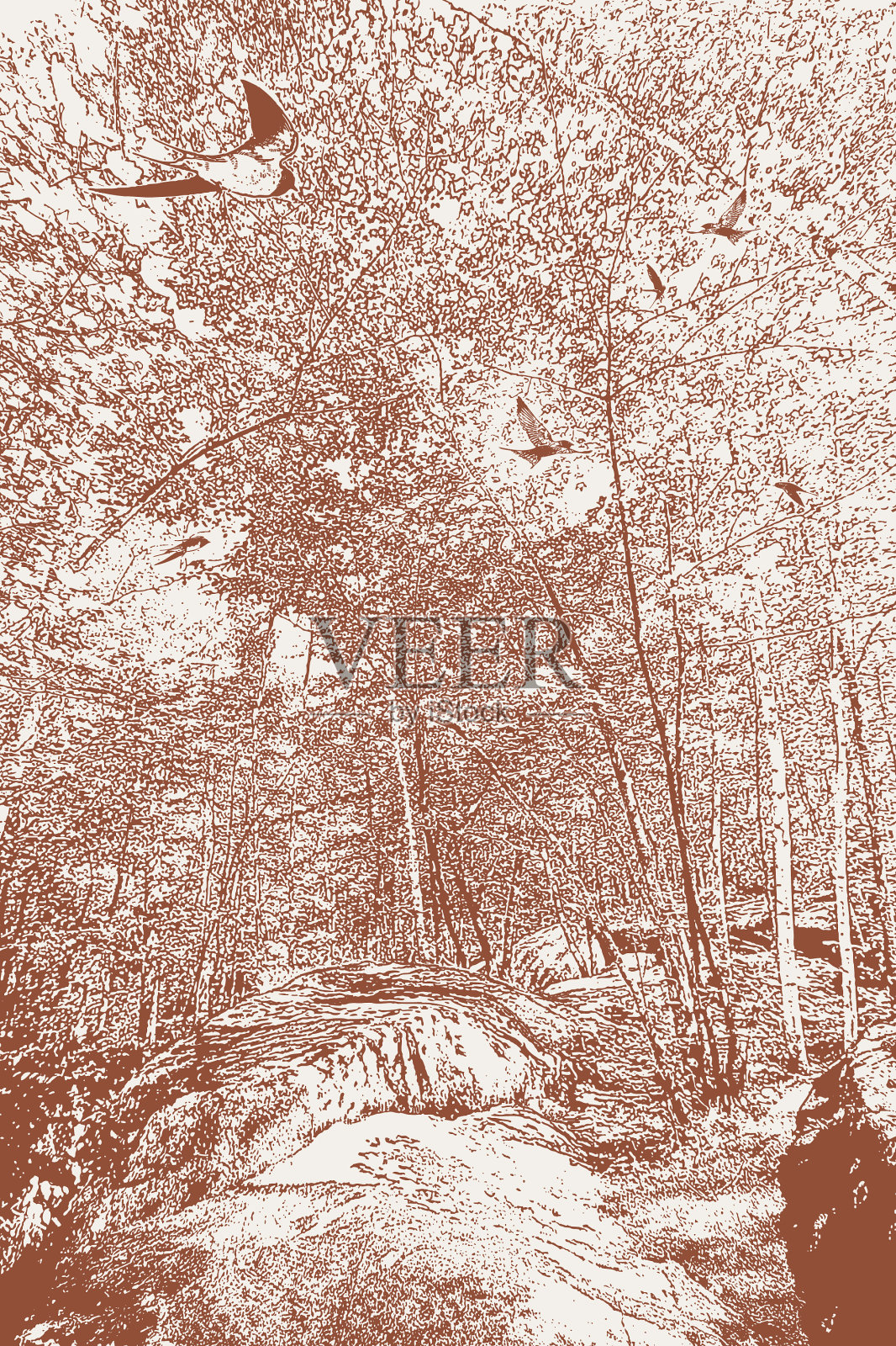 森林的小路插画图片素材