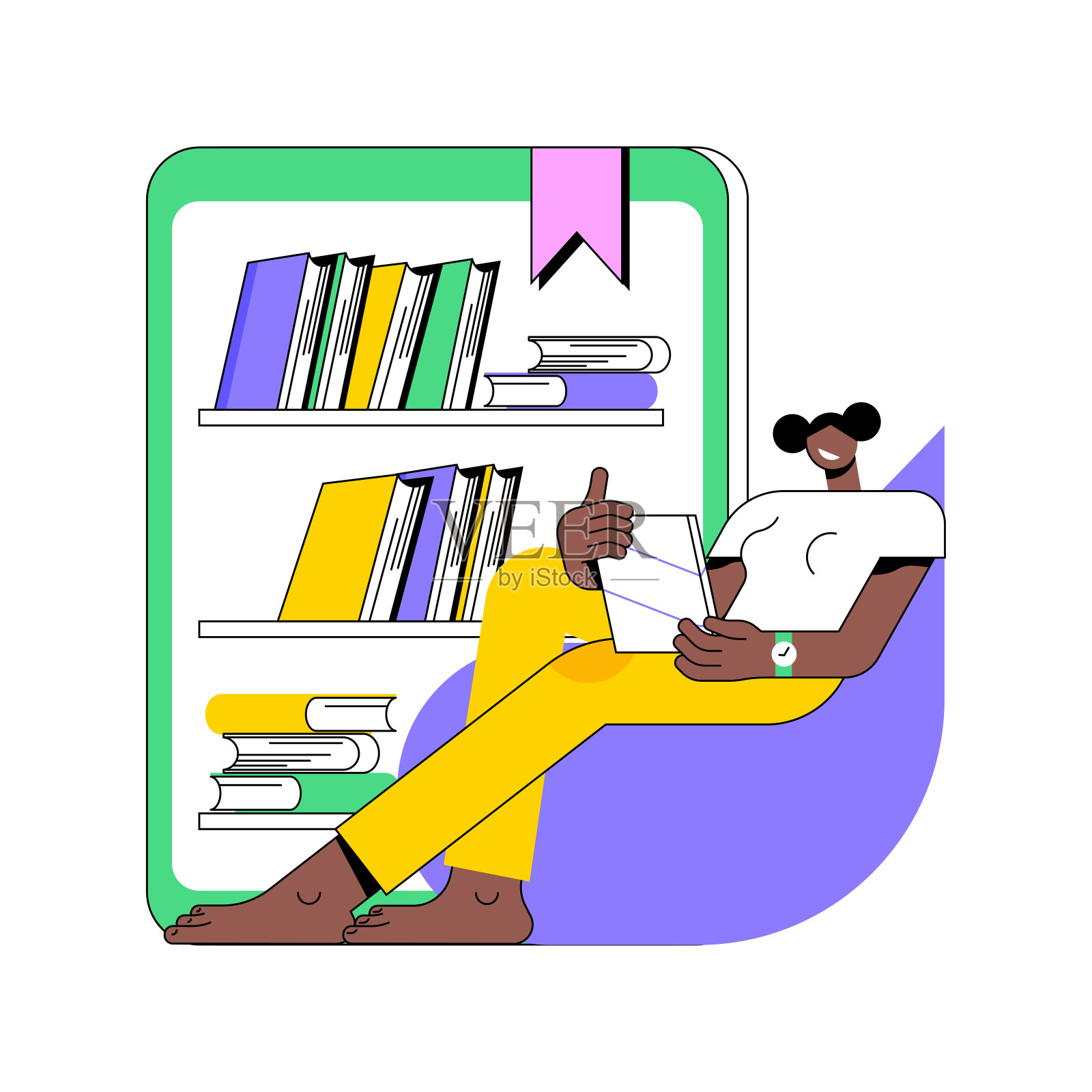 电子图书馆抽象概念矢量插图。插画图片素材