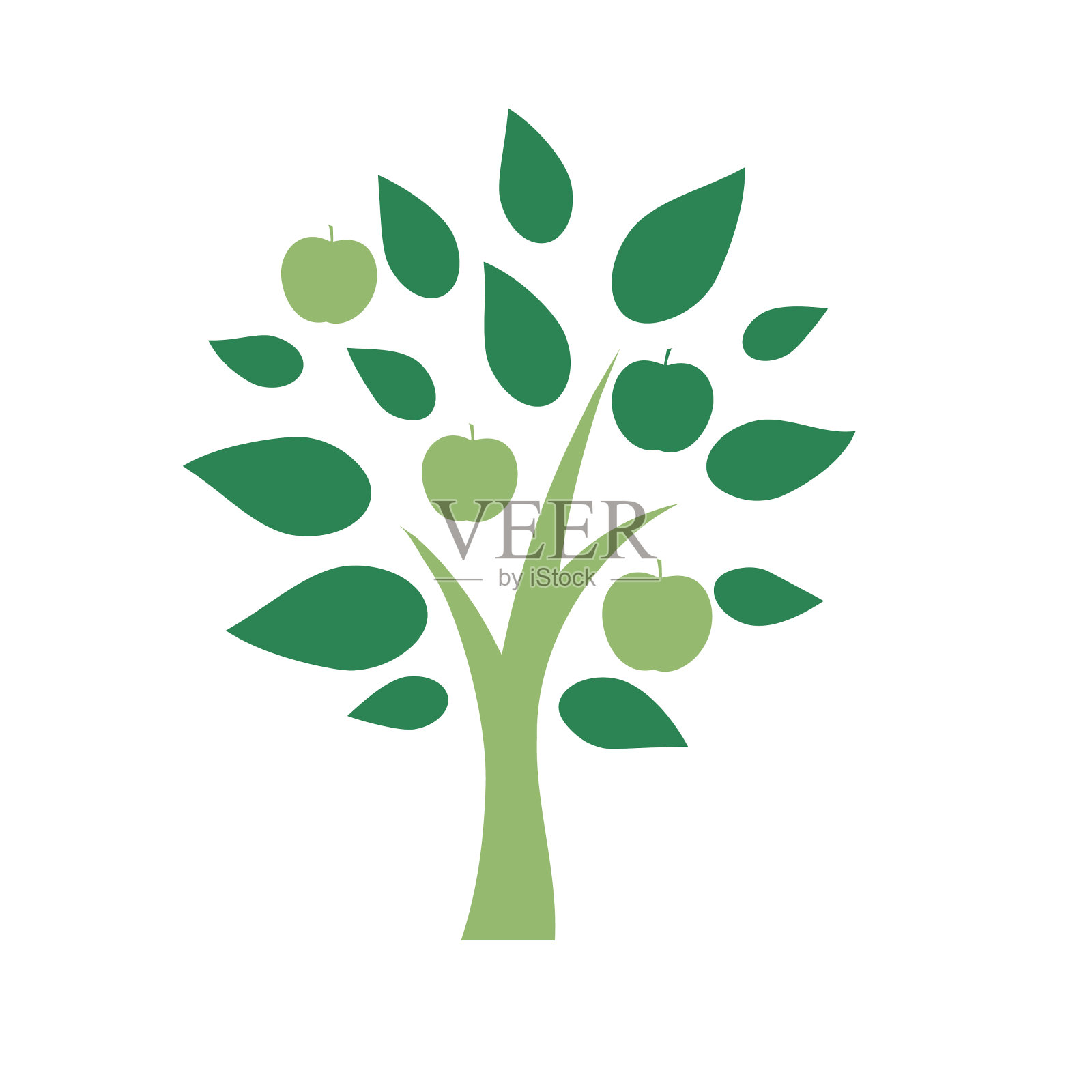 透明背景上的苹果树图标插画图片素材