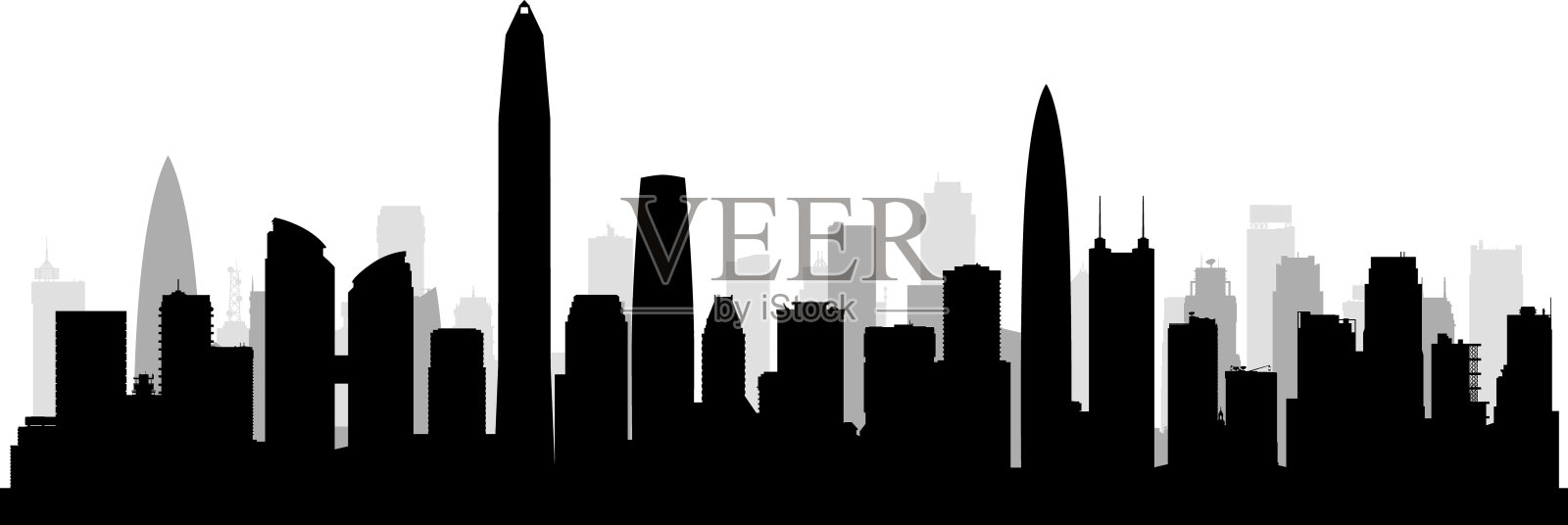 深圳天际线(所有建筑均已完成并可移动)插画图片素材