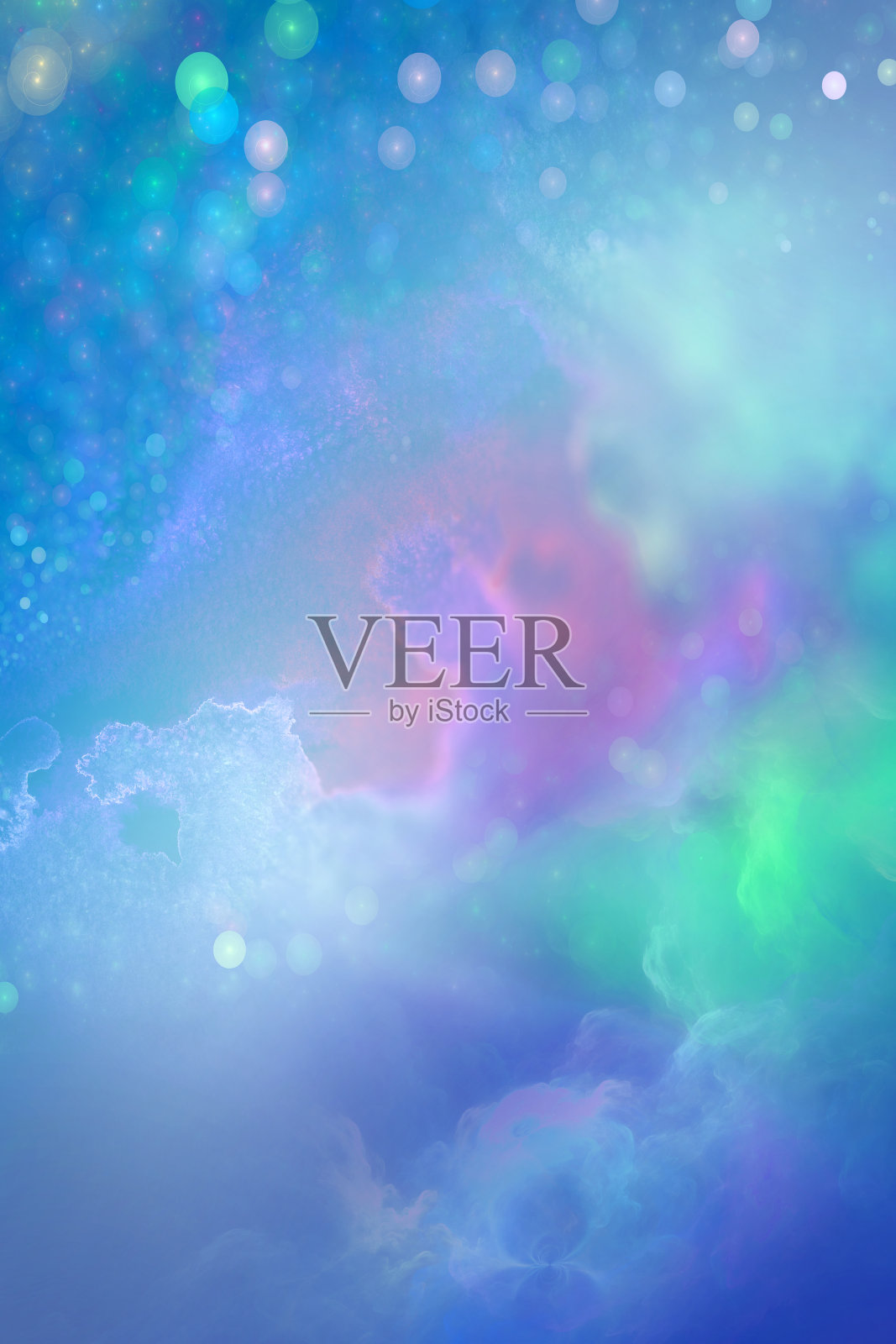 色彩柔和的梦幻彩云插画图片素材