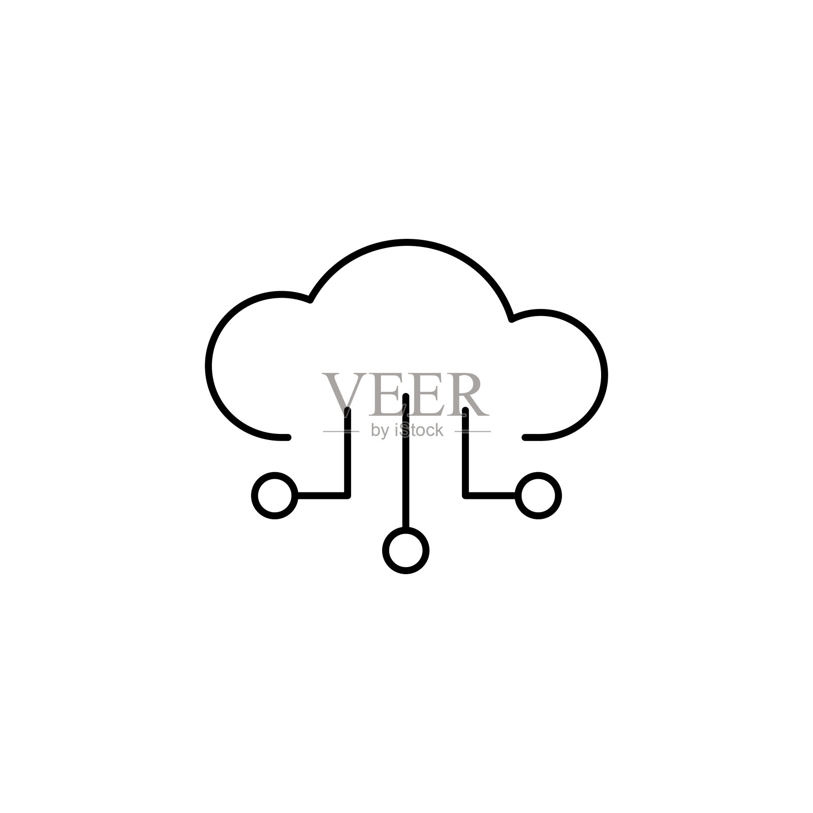 基于云的共享线图标可编辑笔画插画图片素材