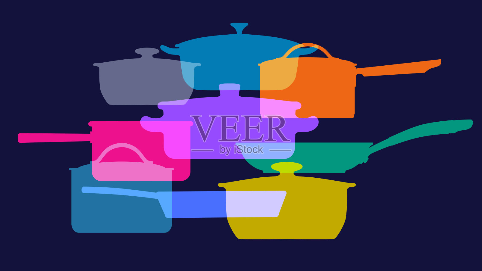 烹饪锅和平底锅插画图片素材