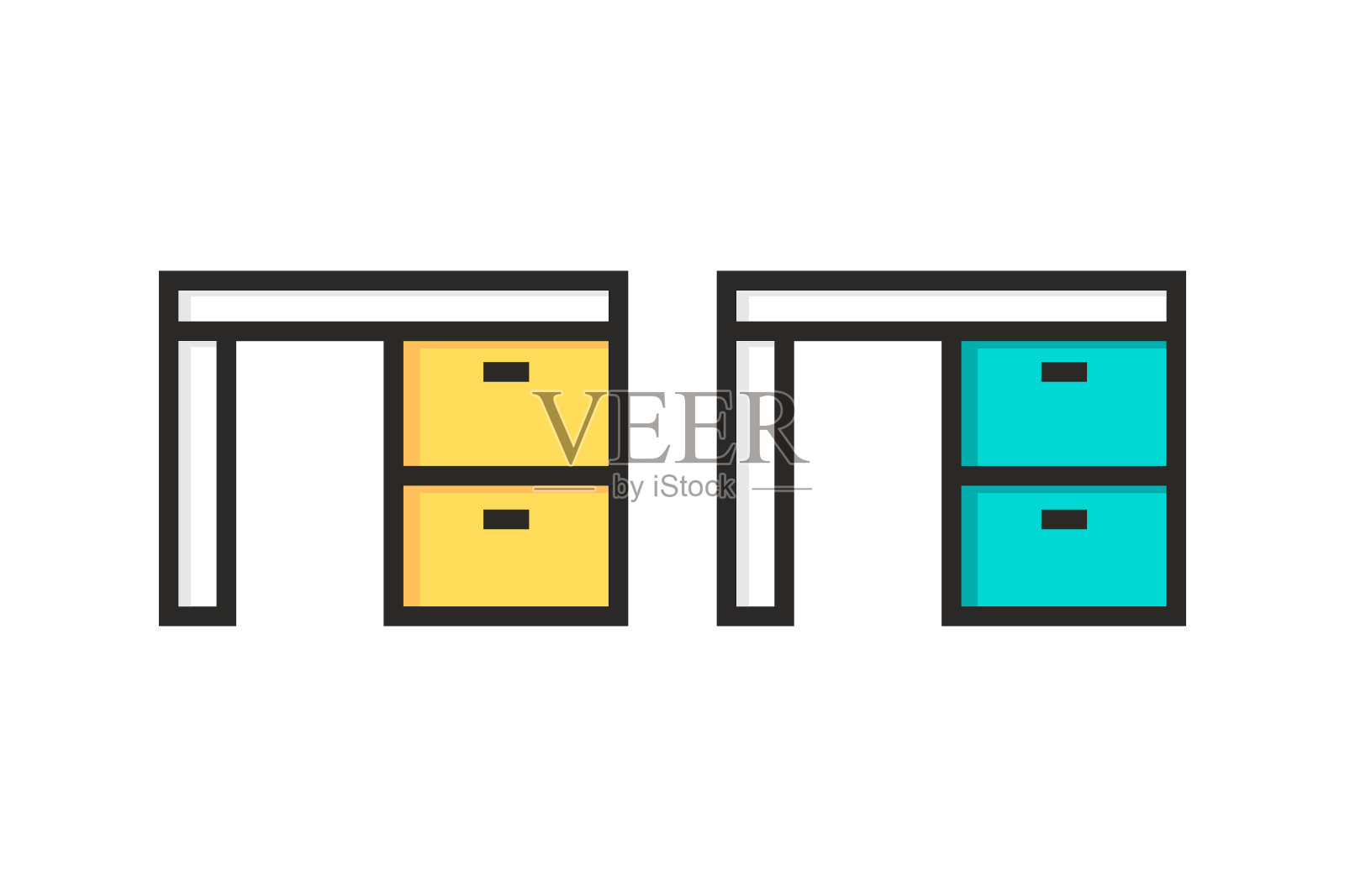 办公桌上的图标插画图片素材