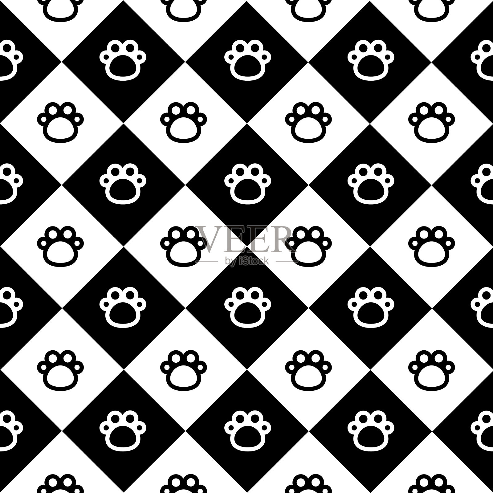 猫爪黑色钻石背景插画图片素材