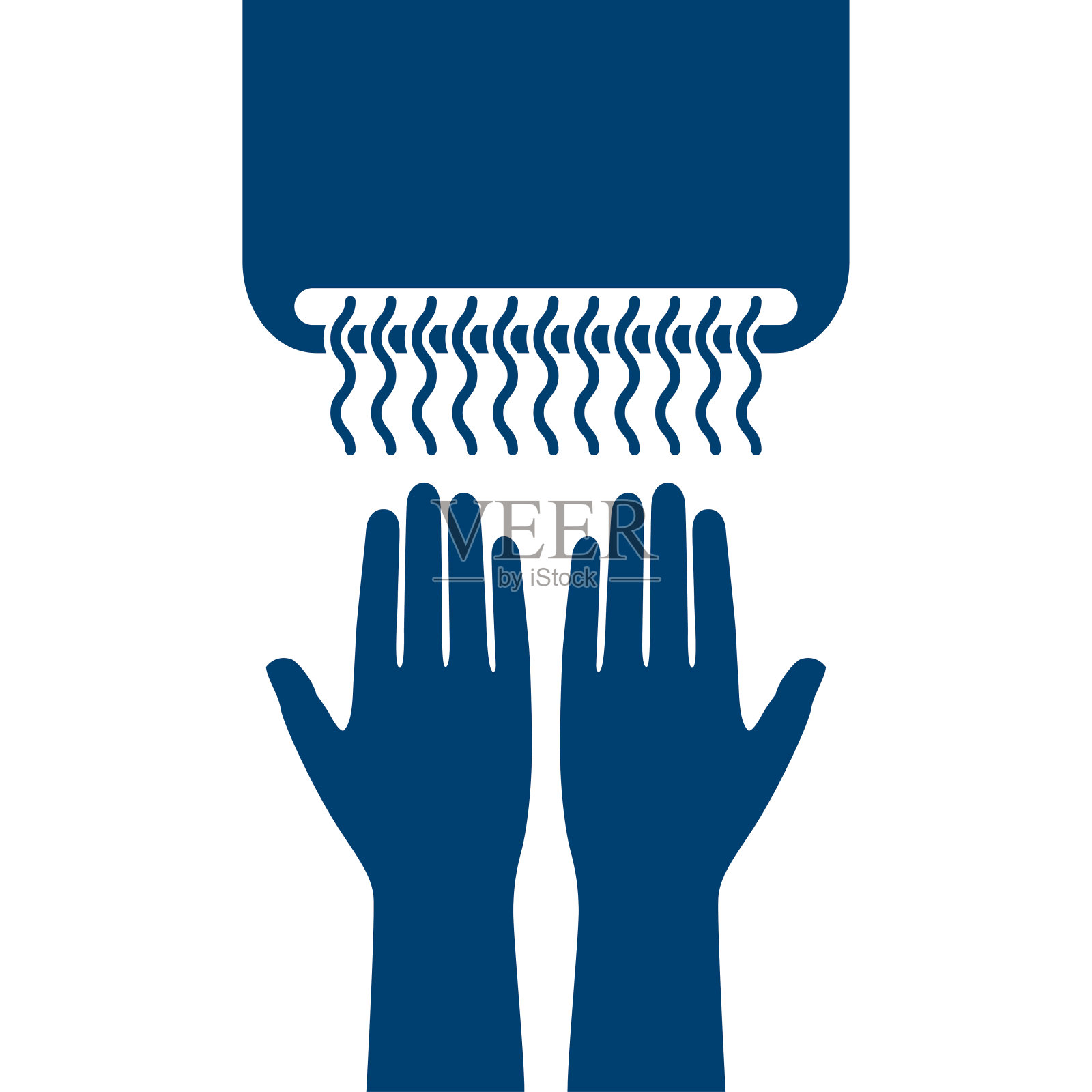 人手烘干机，颜色单调插画图片素材