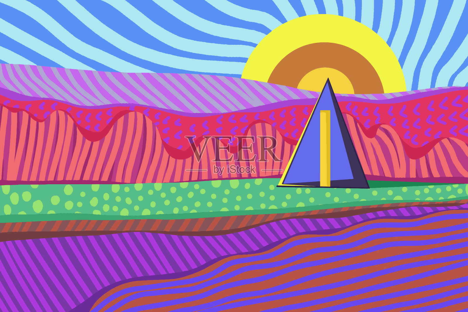 在自然景观中露营插画图片素材