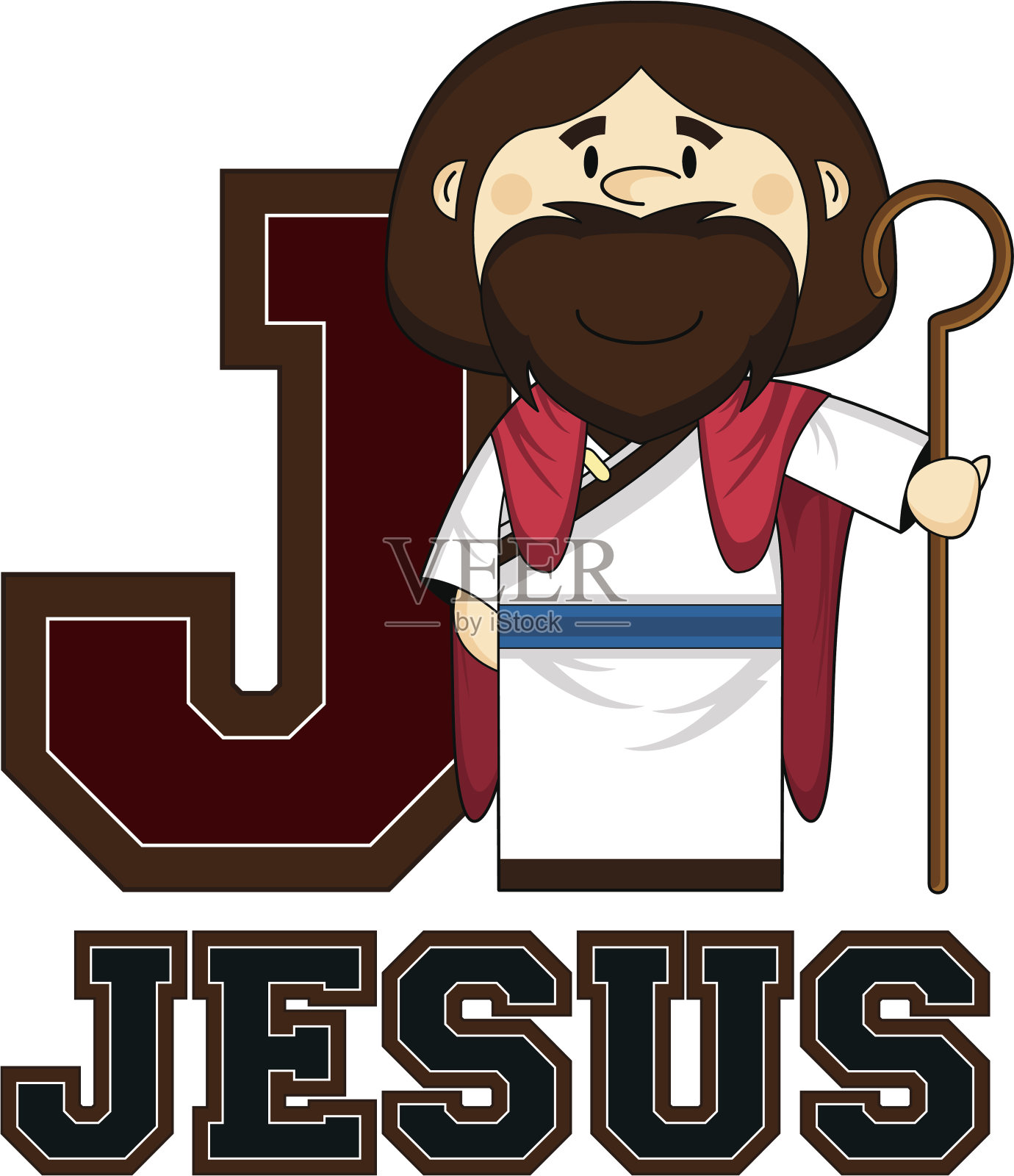 可爱的耶稣学习字母J设计元素图片