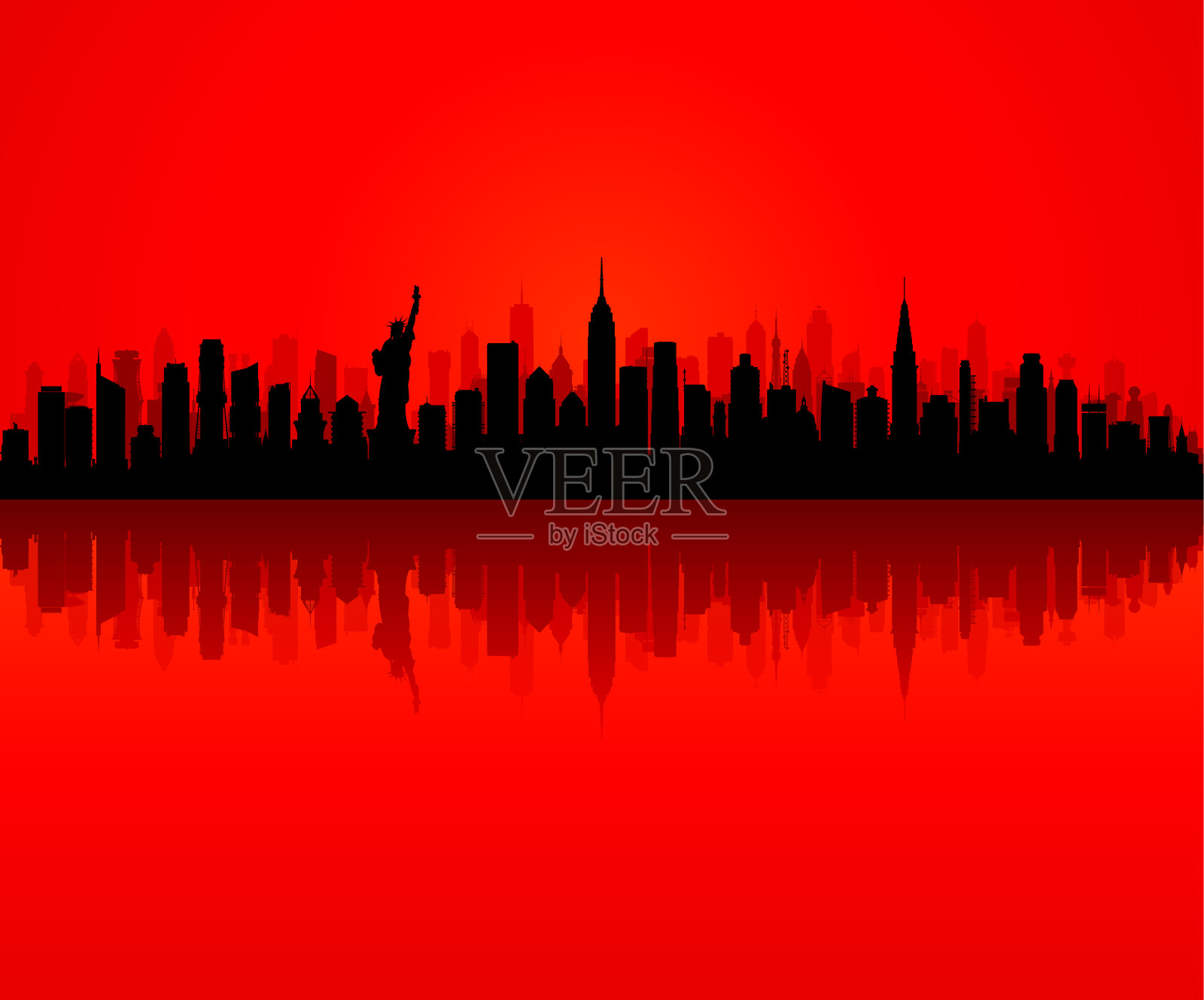 纽约(所有建筑都可移动且已完成)插画图片素材