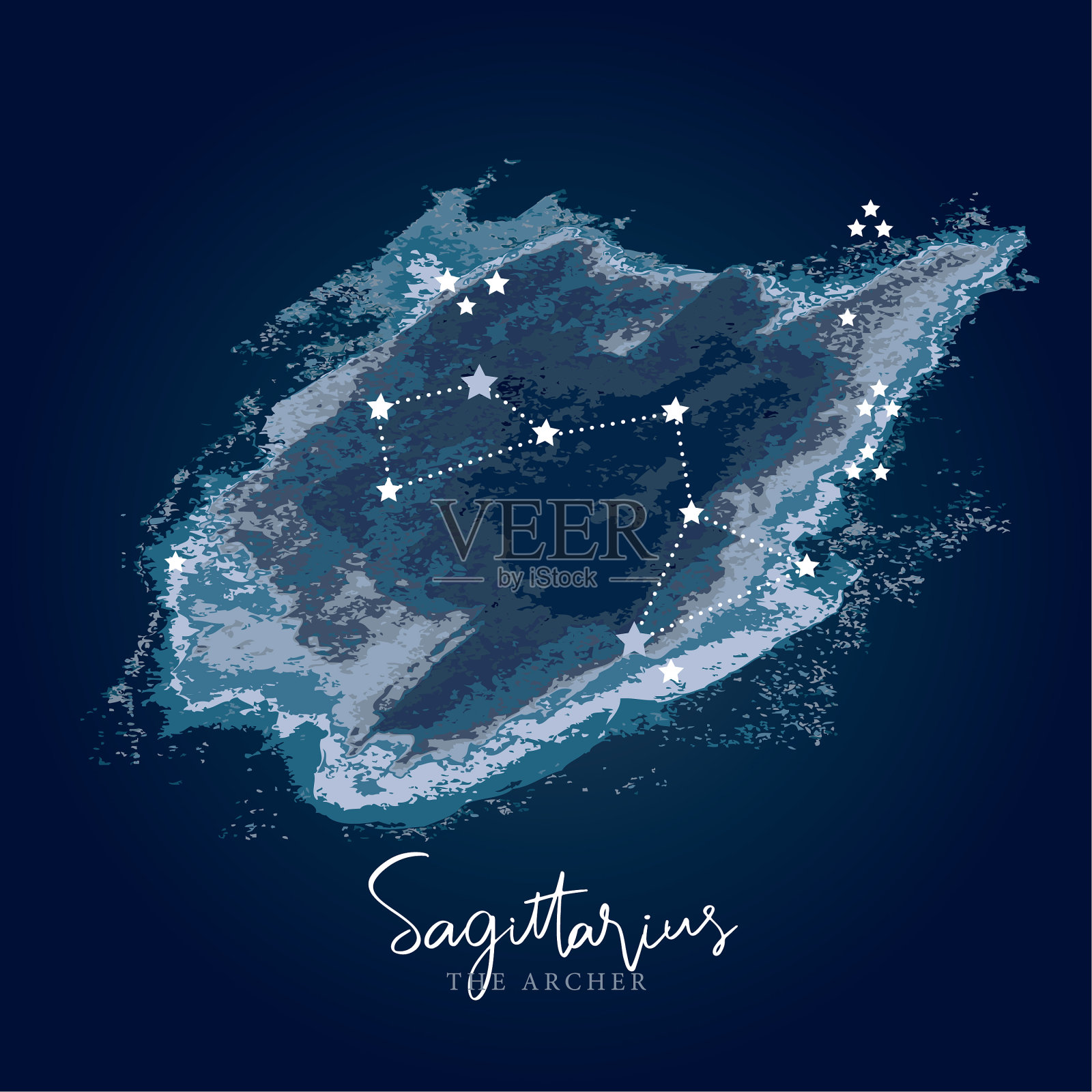 现代夜空星座-射手座插画图片素材