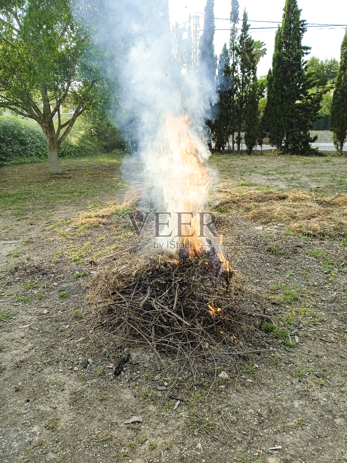 西班牙乡村的修剪营火照片摄影图片