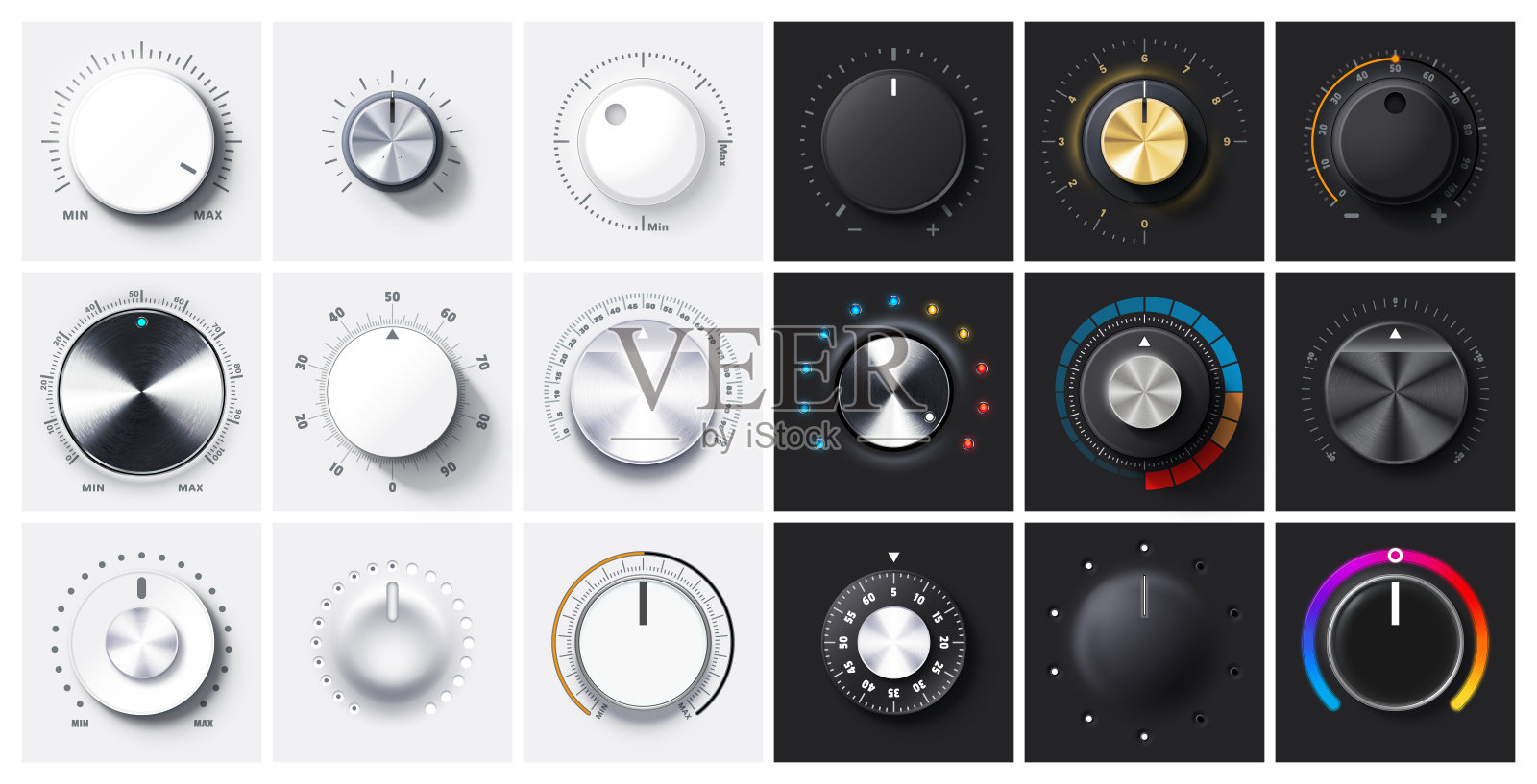 现实圆型调节刻度盘图标素材