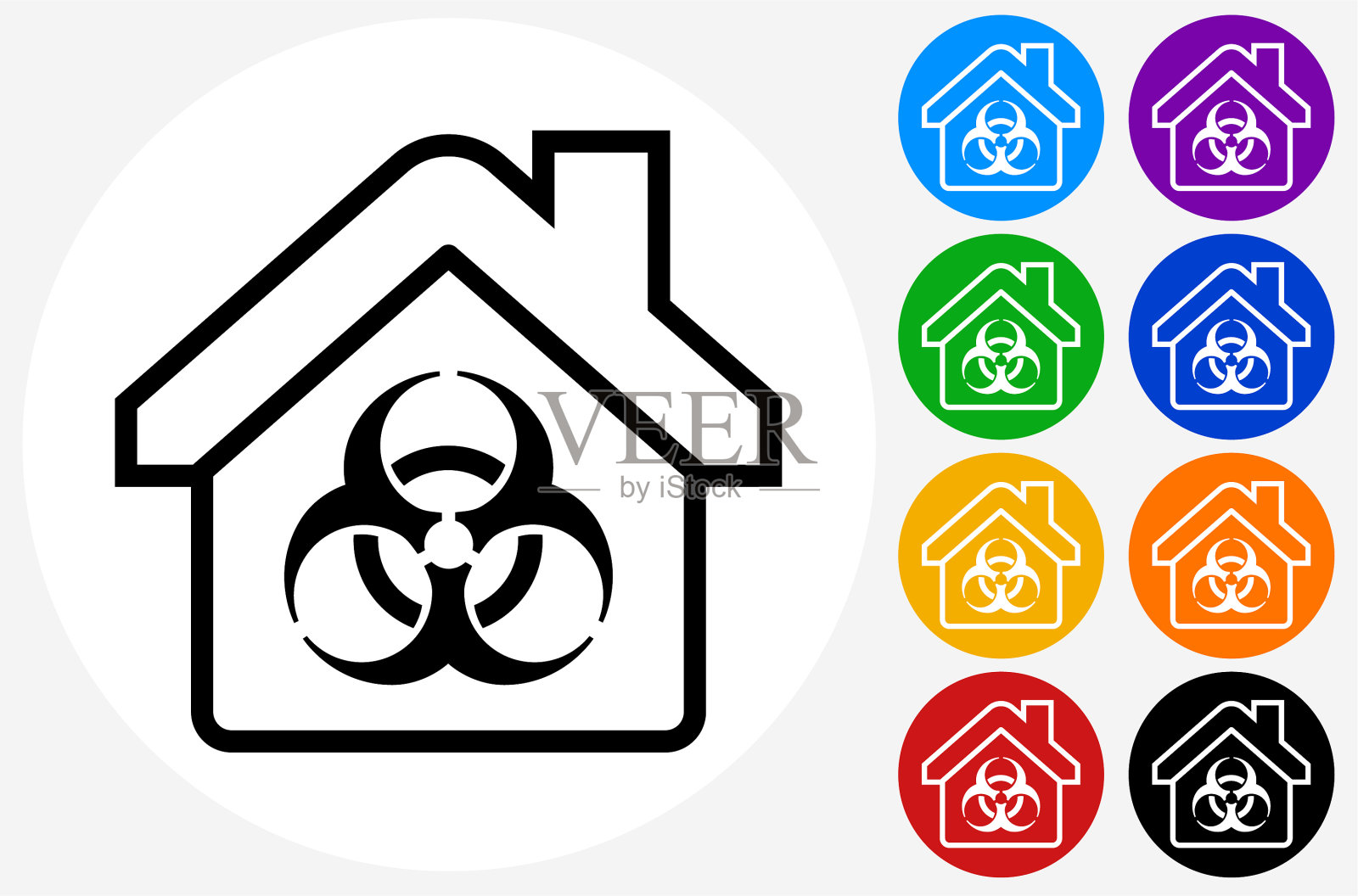 被感染的房子有生物危险标志图标插画图片素材