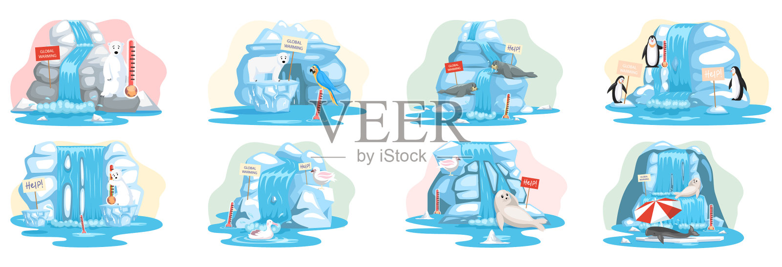 全球变暖环境污染全球插画图片素材