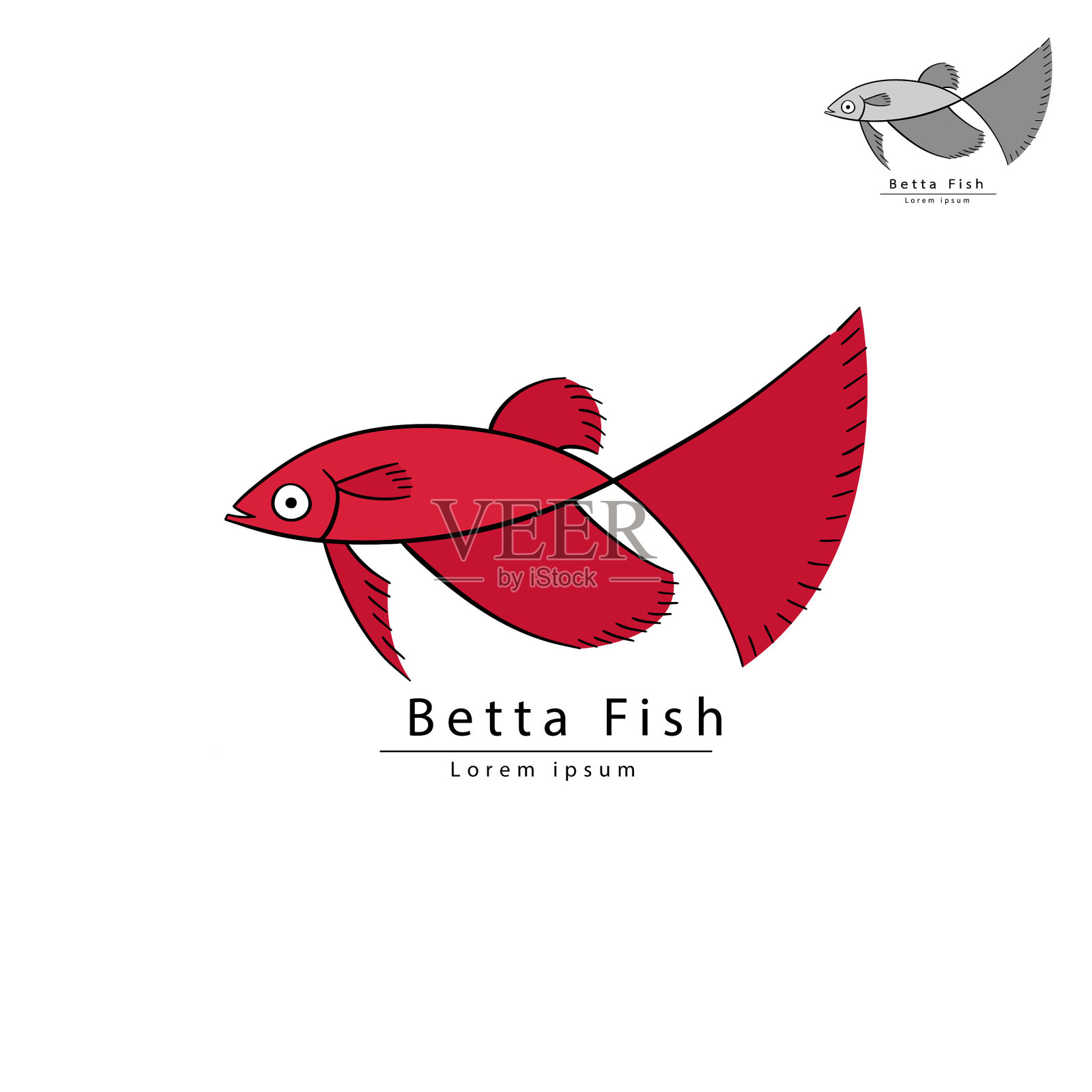 斗鱼标志设计插画图片素材