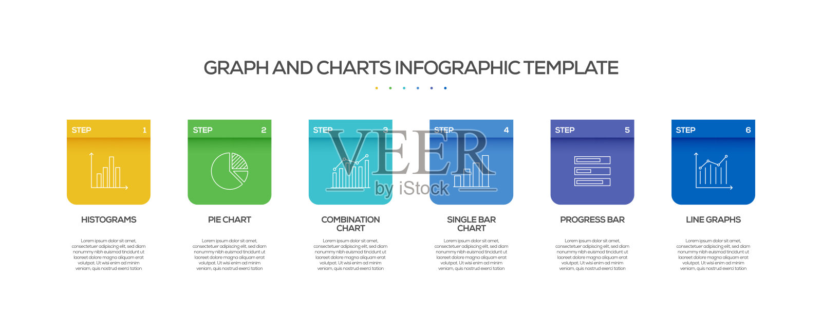 图形和图表相关的过程信息图形模板。过程时间图。带有线性图标的工作流布局插画图片素材