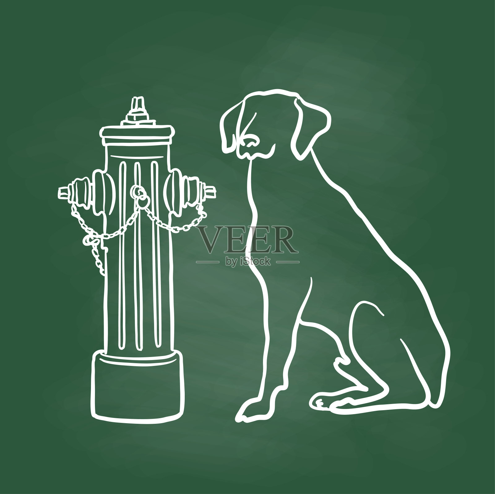 消防栓和狗黑板插画图片素材