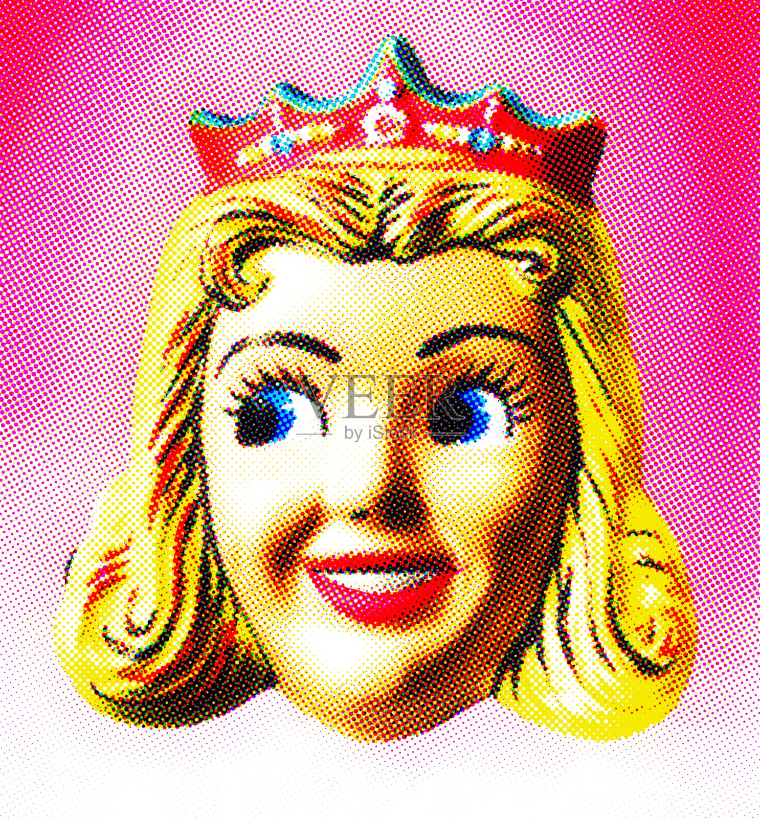 戴王冠面具的公主插画图片素材