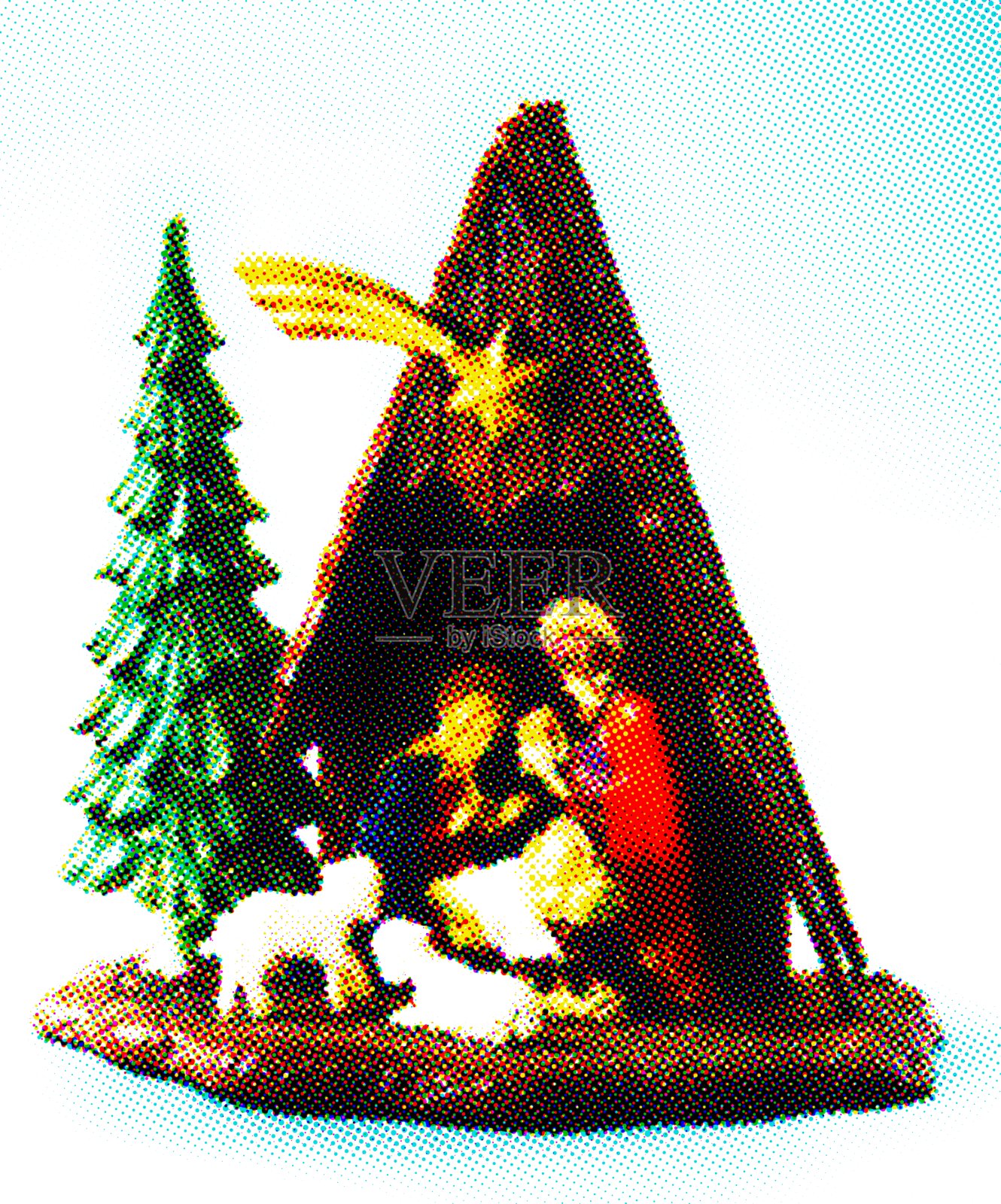 基督诞生的场景插画图片素材