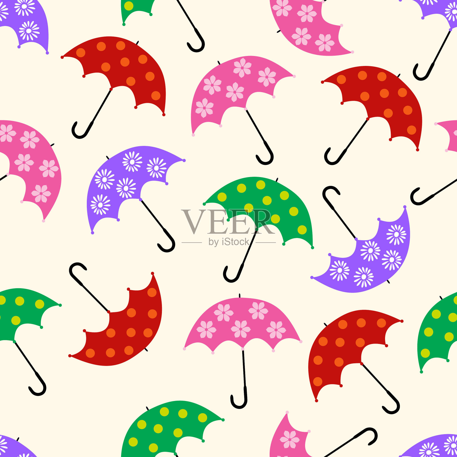 无缝雨伞图案。插画图片素材