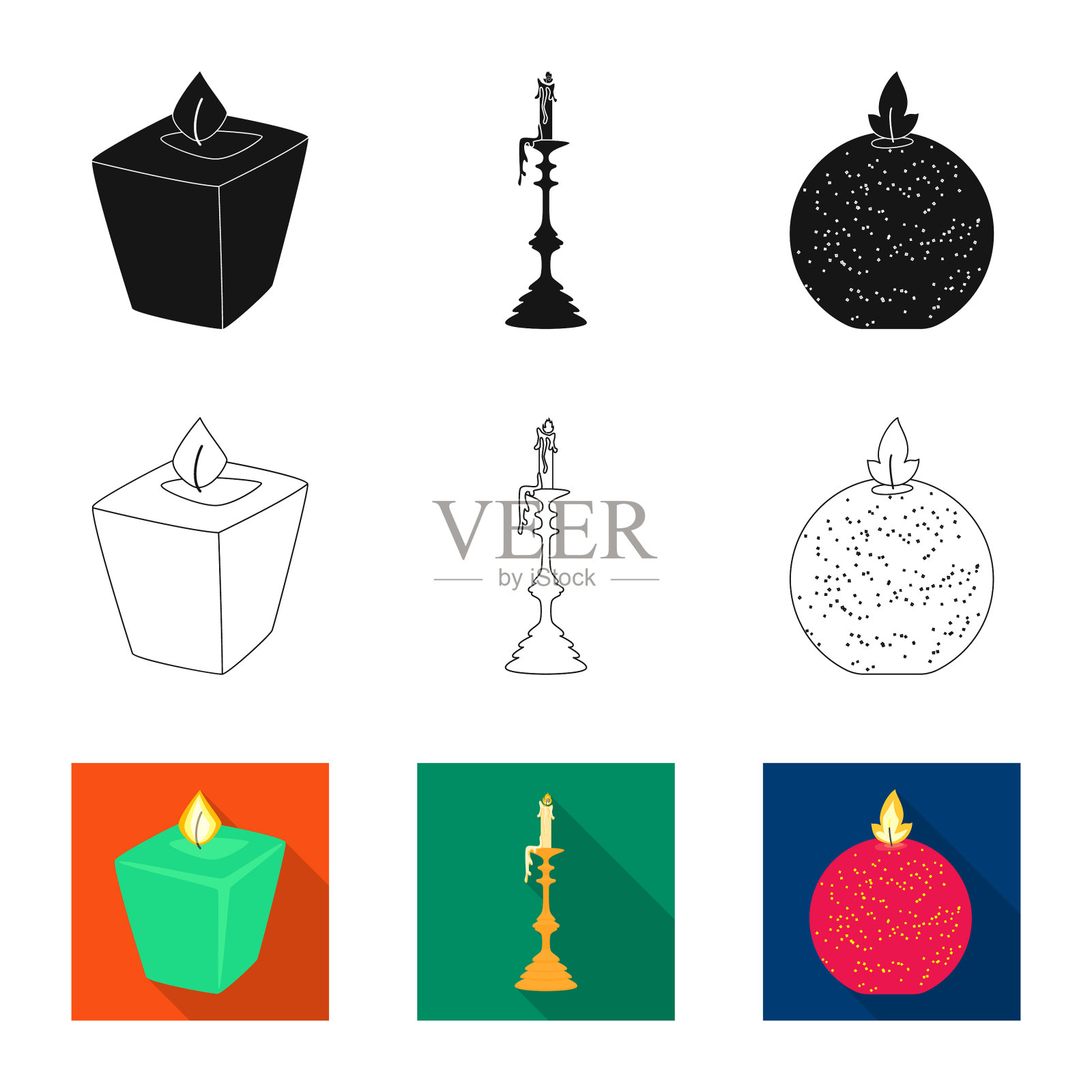 设计松驰和火焰标志集图标素材