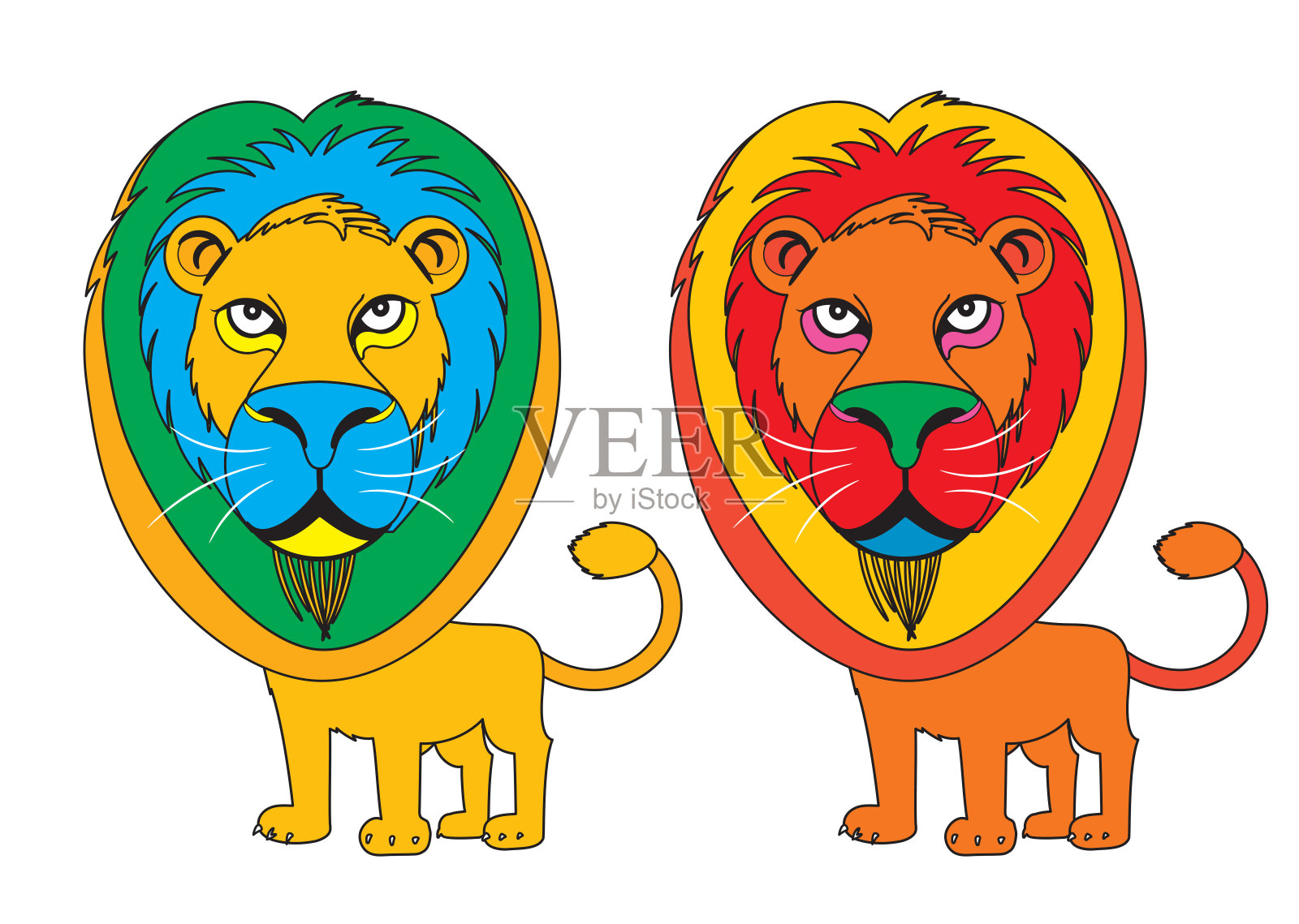 可爱的狮子涂色书页插画图片素材